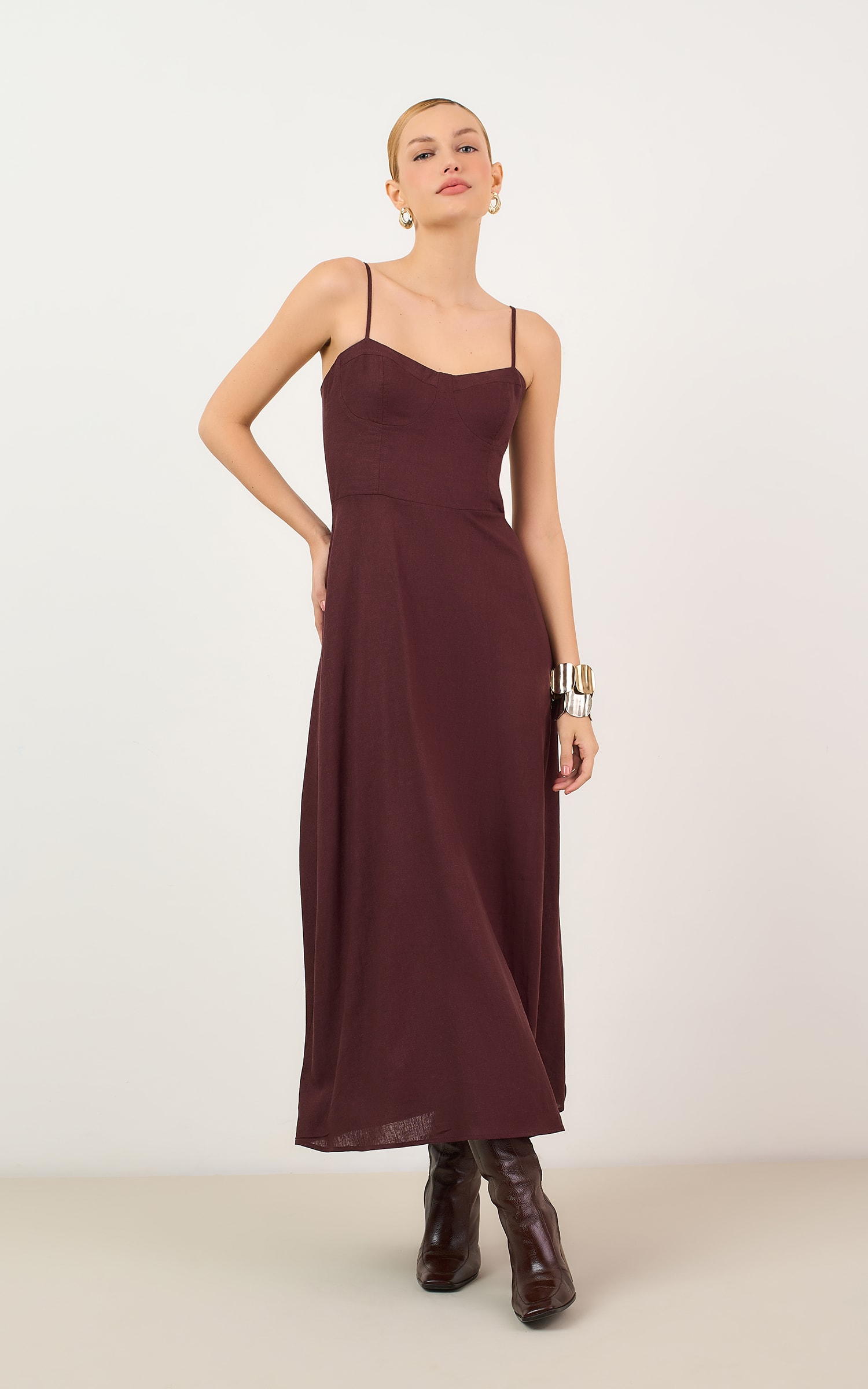 Vestido Cropped Blend Marrom