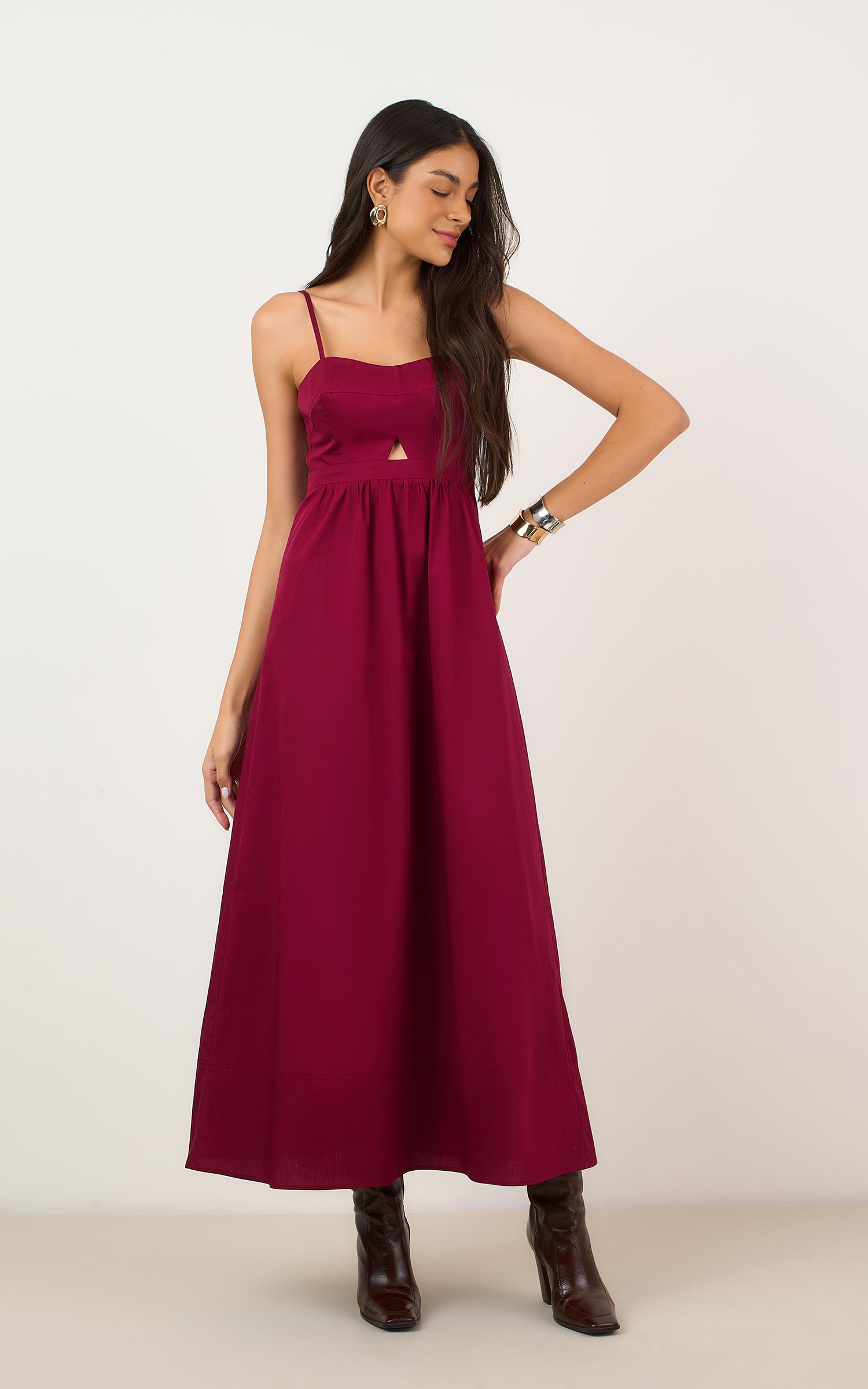 Vestido Cropped Crema Burgundy