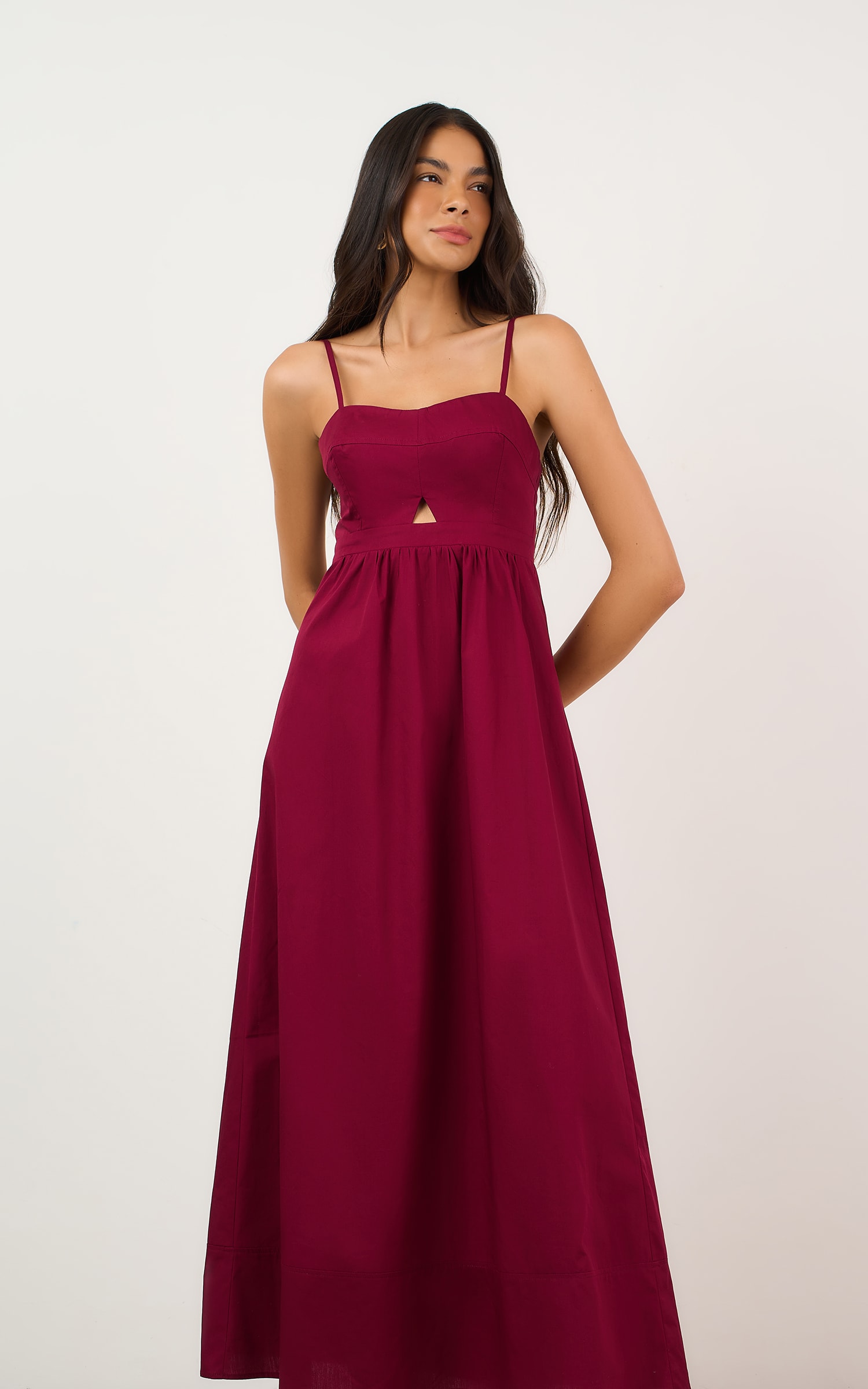 Vestido Cropped Crema Burgundy