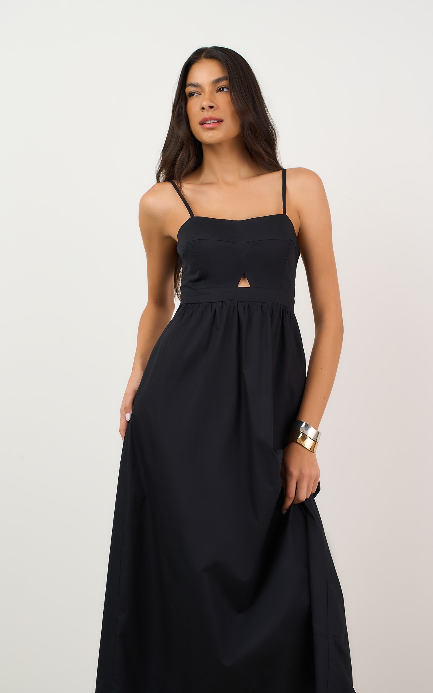 Vestido Cropped Crema Preto