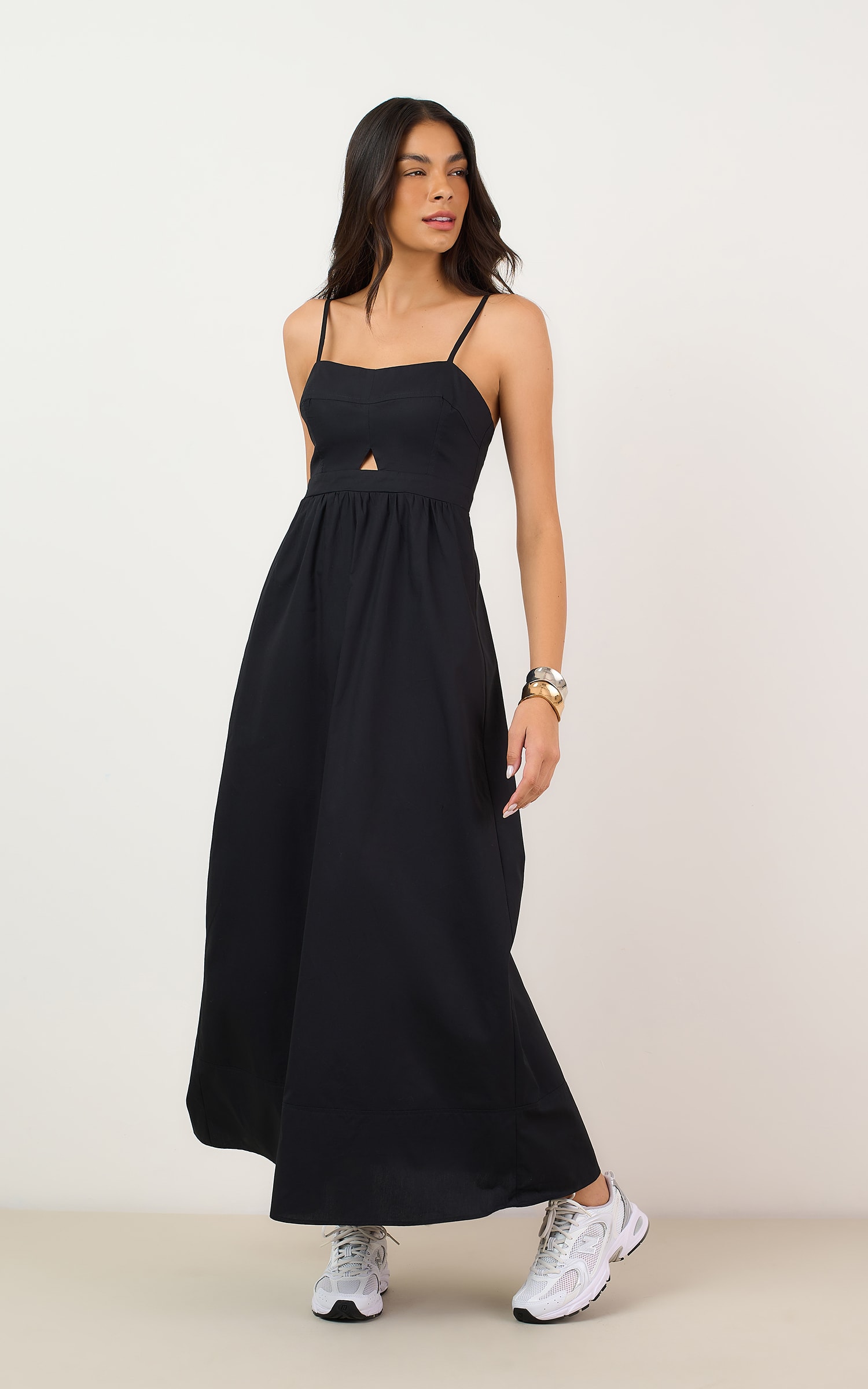 Vestido Cropped Crema Preto