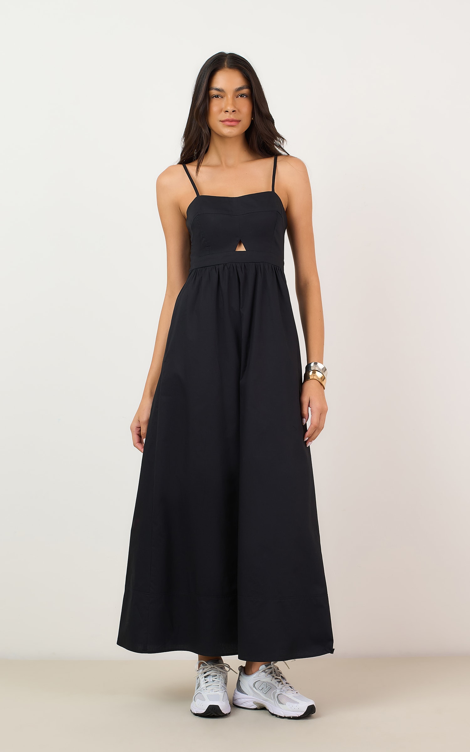 Vestido Cropped Crema Preto
