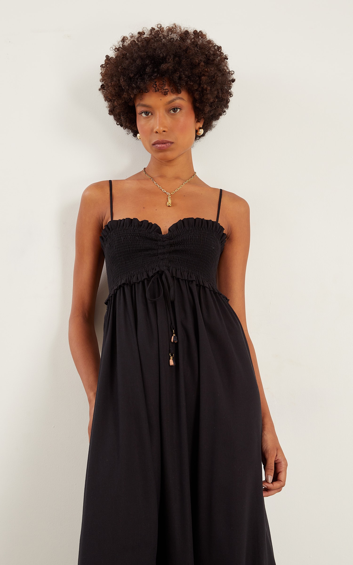 Vestido Cropped Linho Soul Preto