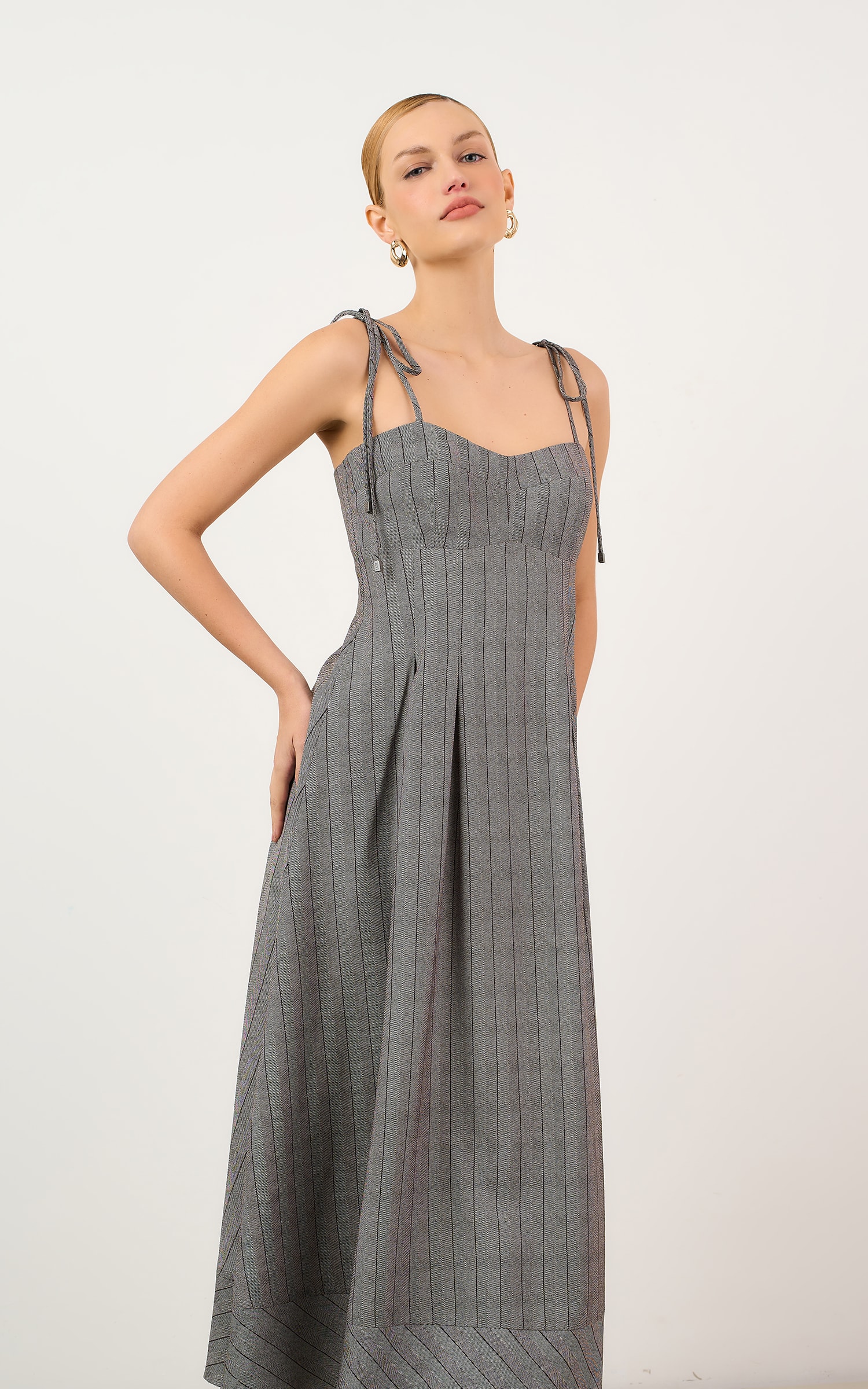 Vestido Cropped Listras Macchiato Burgundy