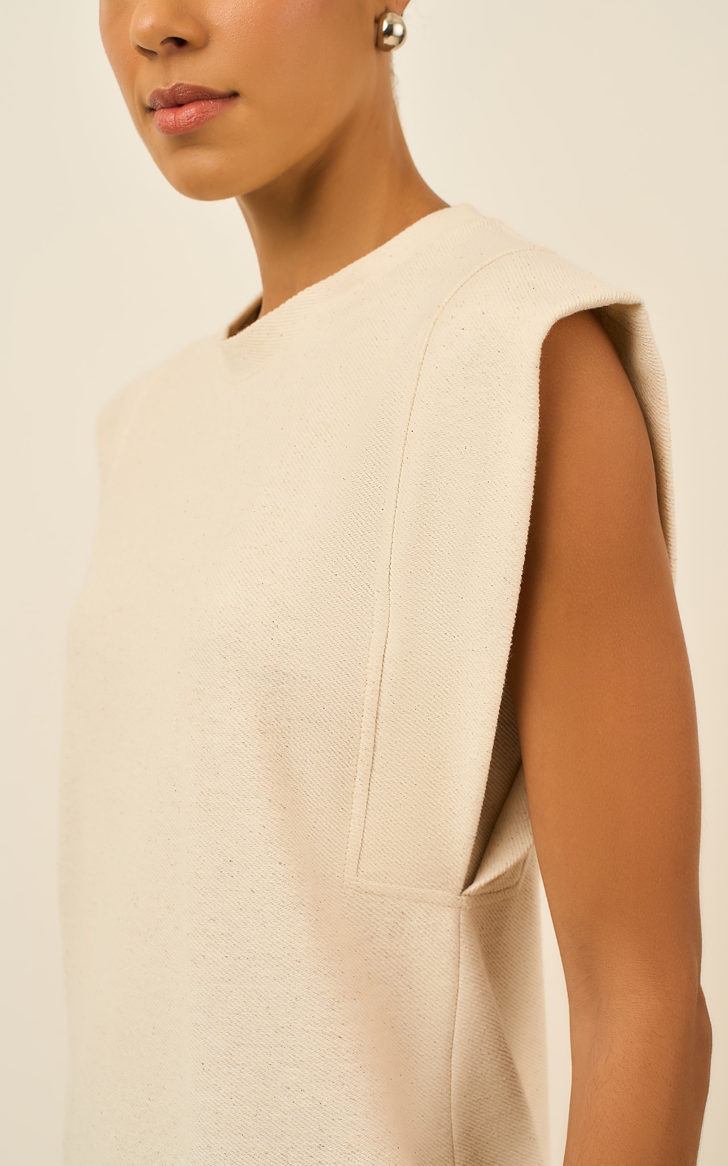 Vestido Cropped Moleton Ring Off White