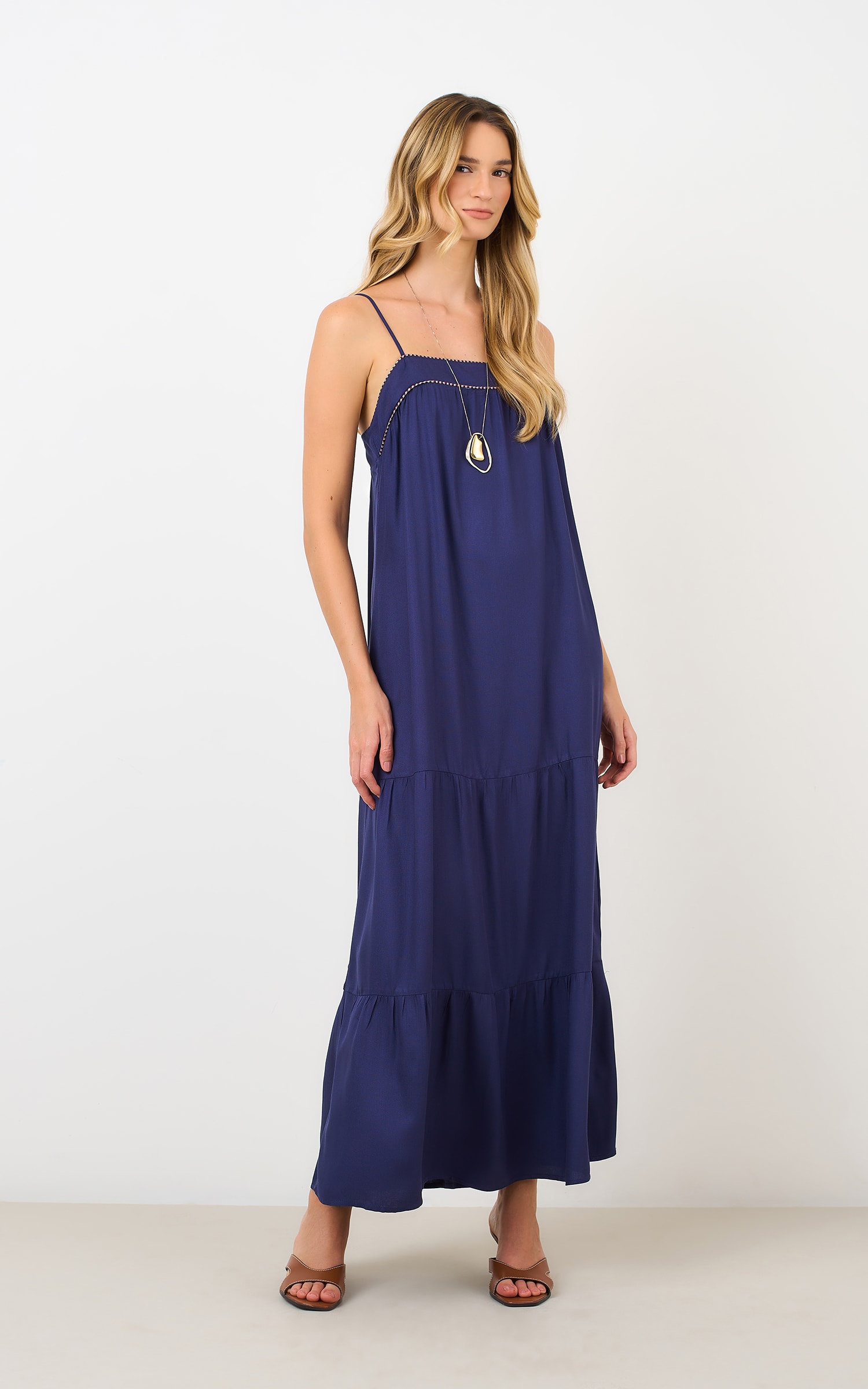 Vestido Cropped Textura Marinho