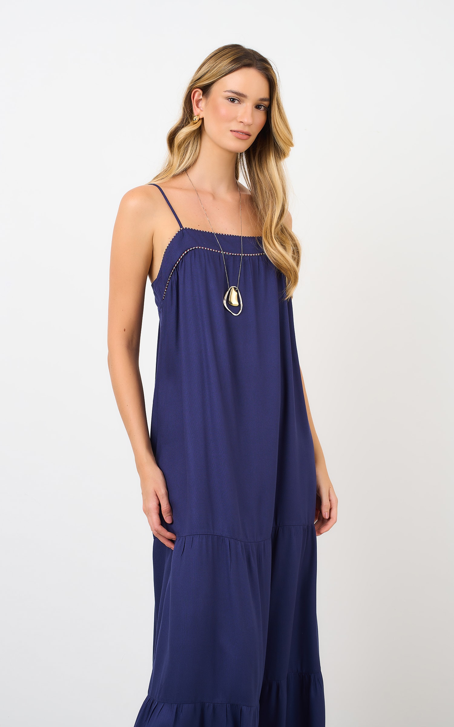 Vestido Cropped Textura Marinho