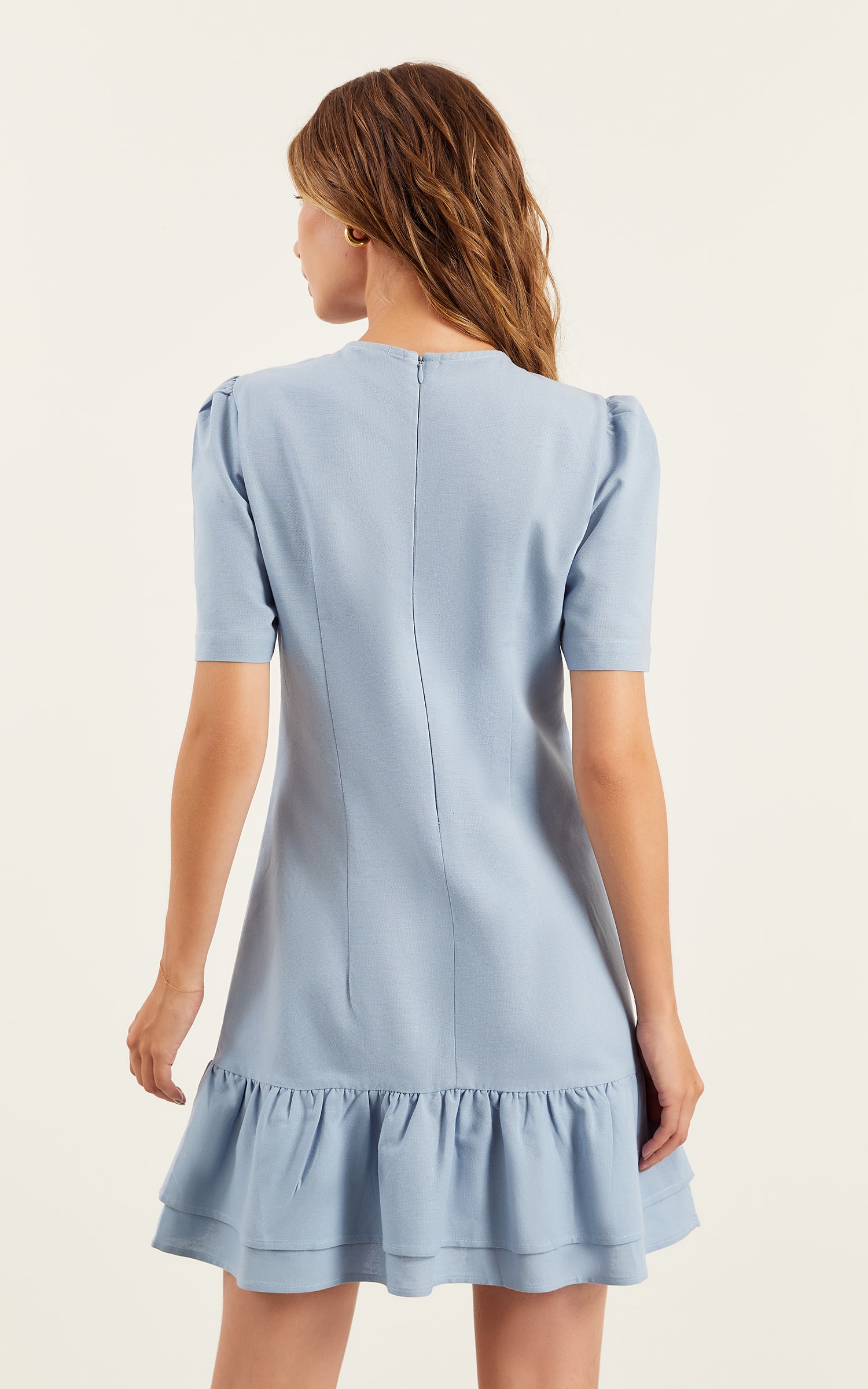 Vestido Curto Babados Lake Azul Ceu