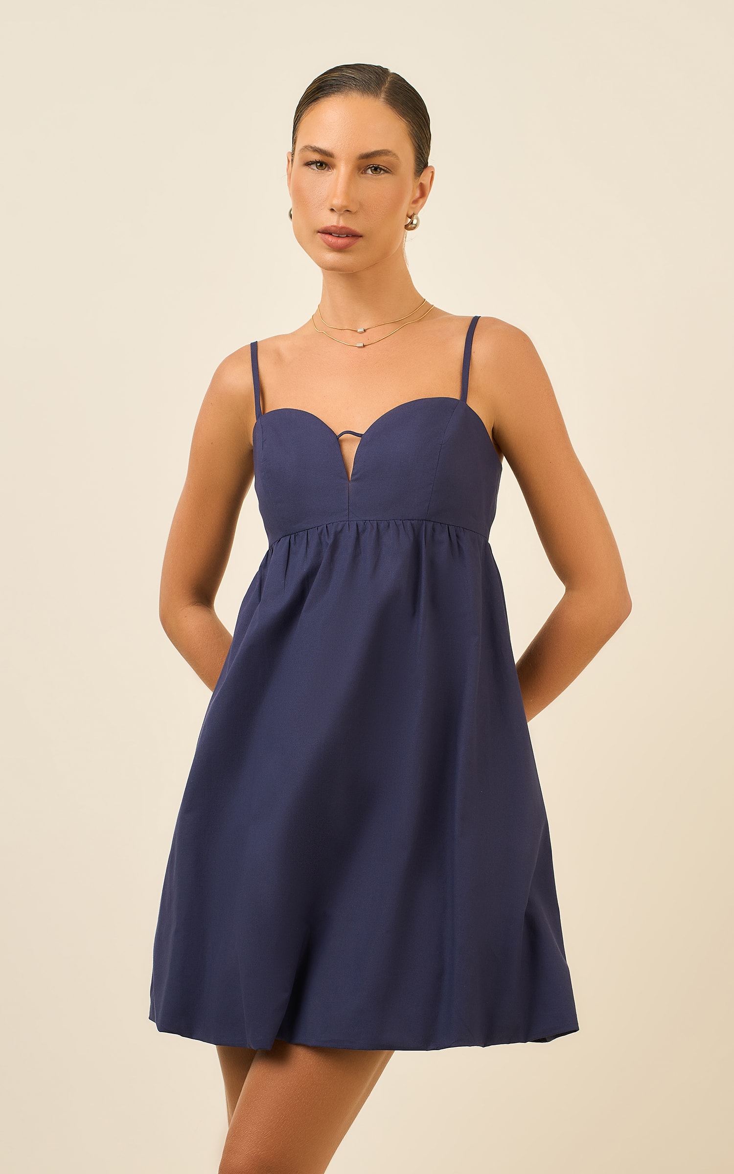 Vestido Curto Balone Poetic Marinho