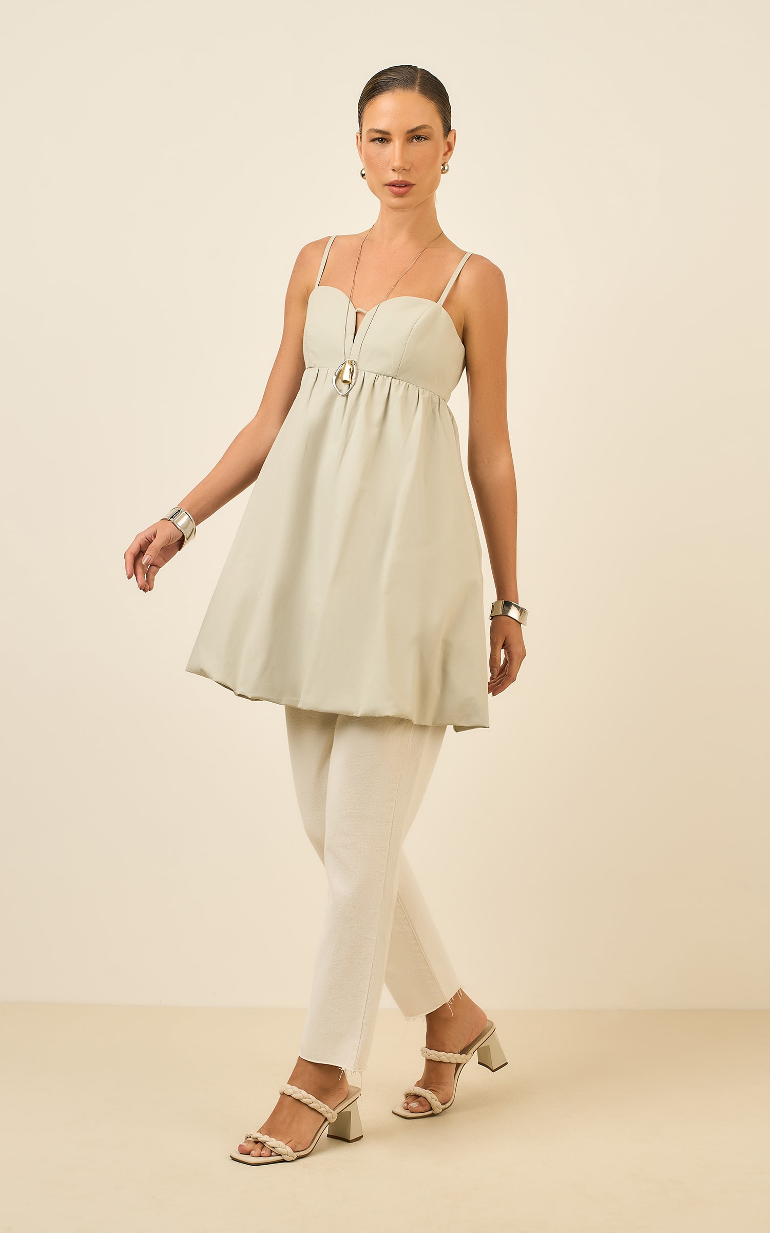 Vestido Curto Balone Poetic Verde Brisa