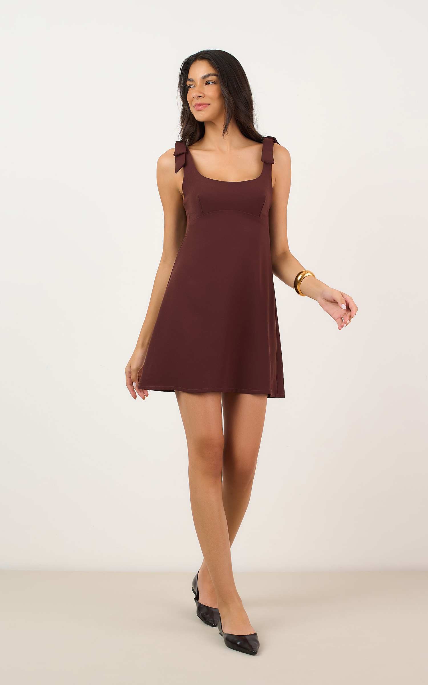 Vestido Curto Brulee Marrom