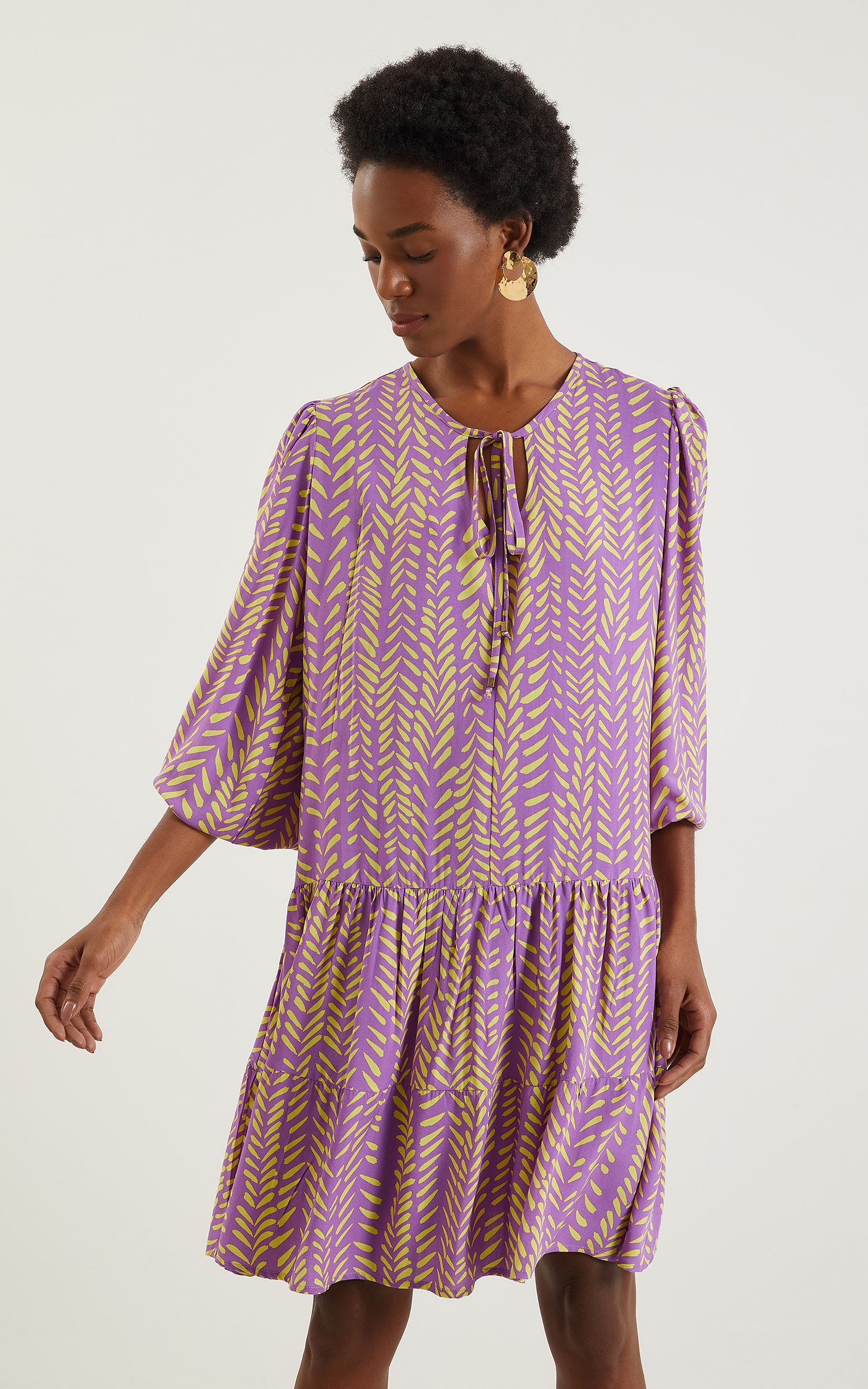 Vestido Curto Colorir Roxo