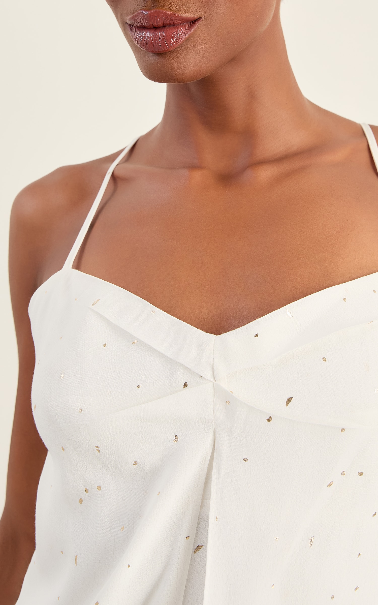 Vestido Curto Dots Assimétrico Off White