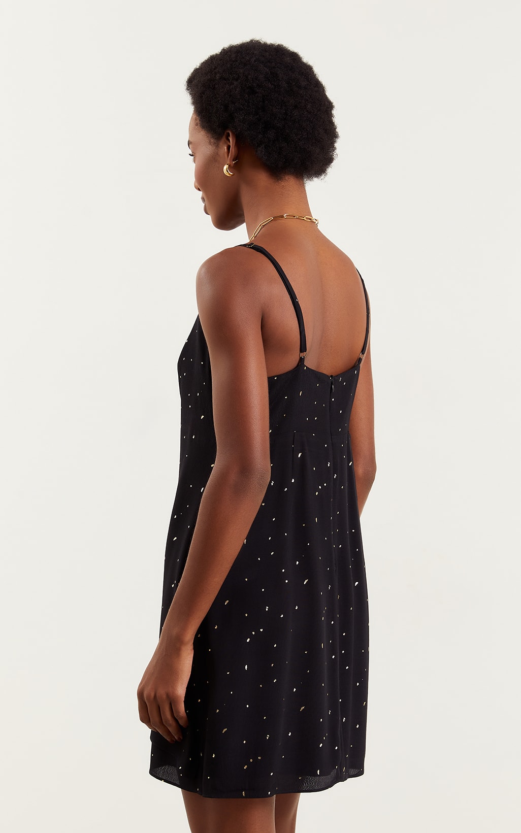 Vestido Curto Dots Assimétrico Preto