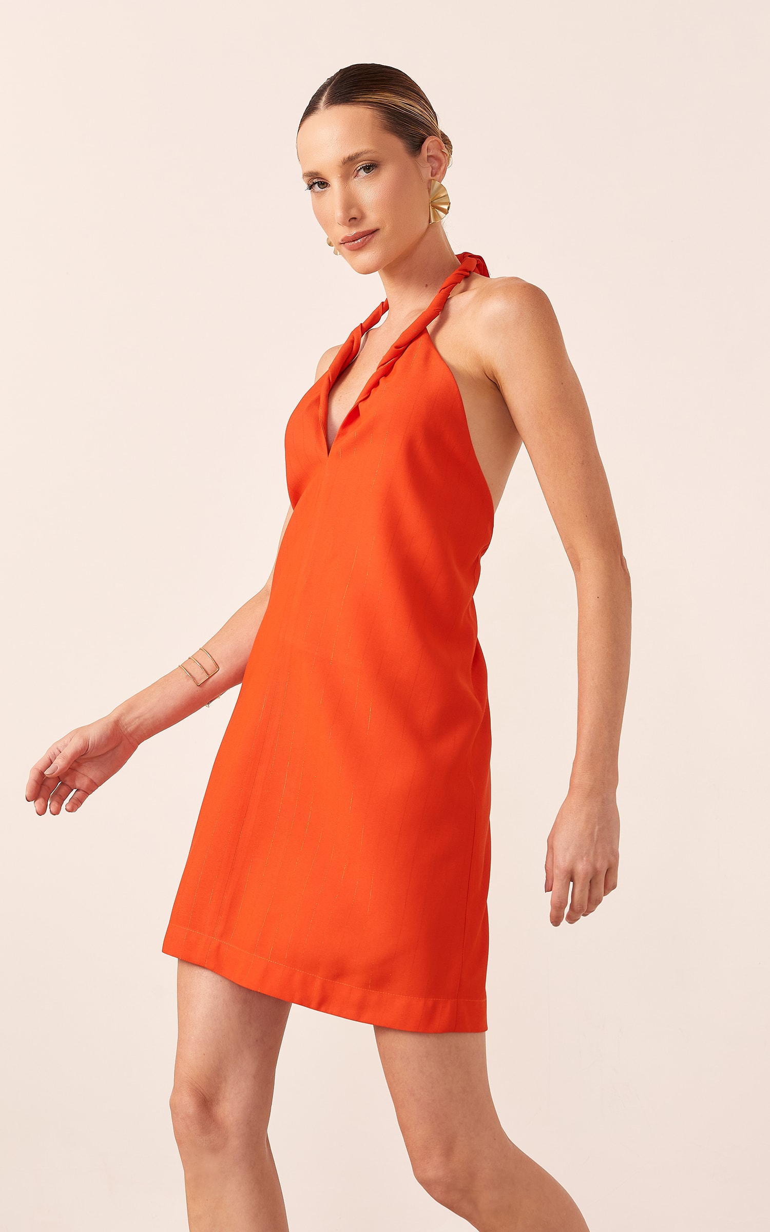 Vestido Curto Elemento Detalhe Cruzado Vermelho