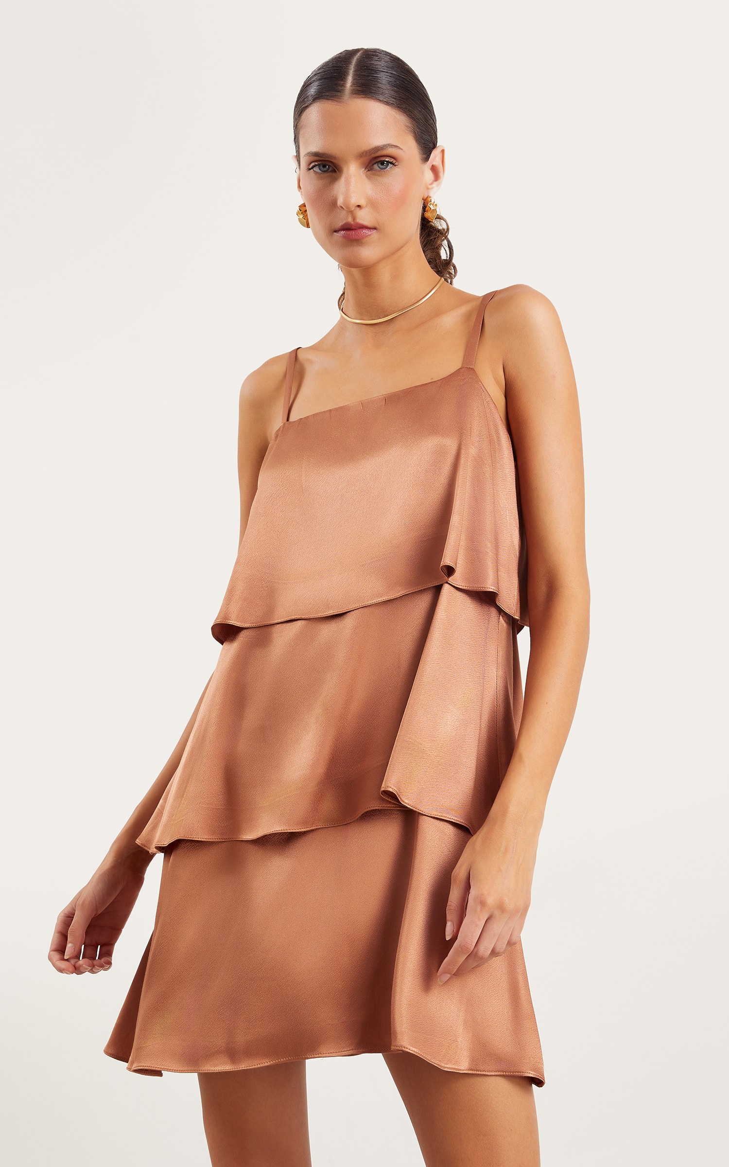 Vestido Curto Flora Amendoa