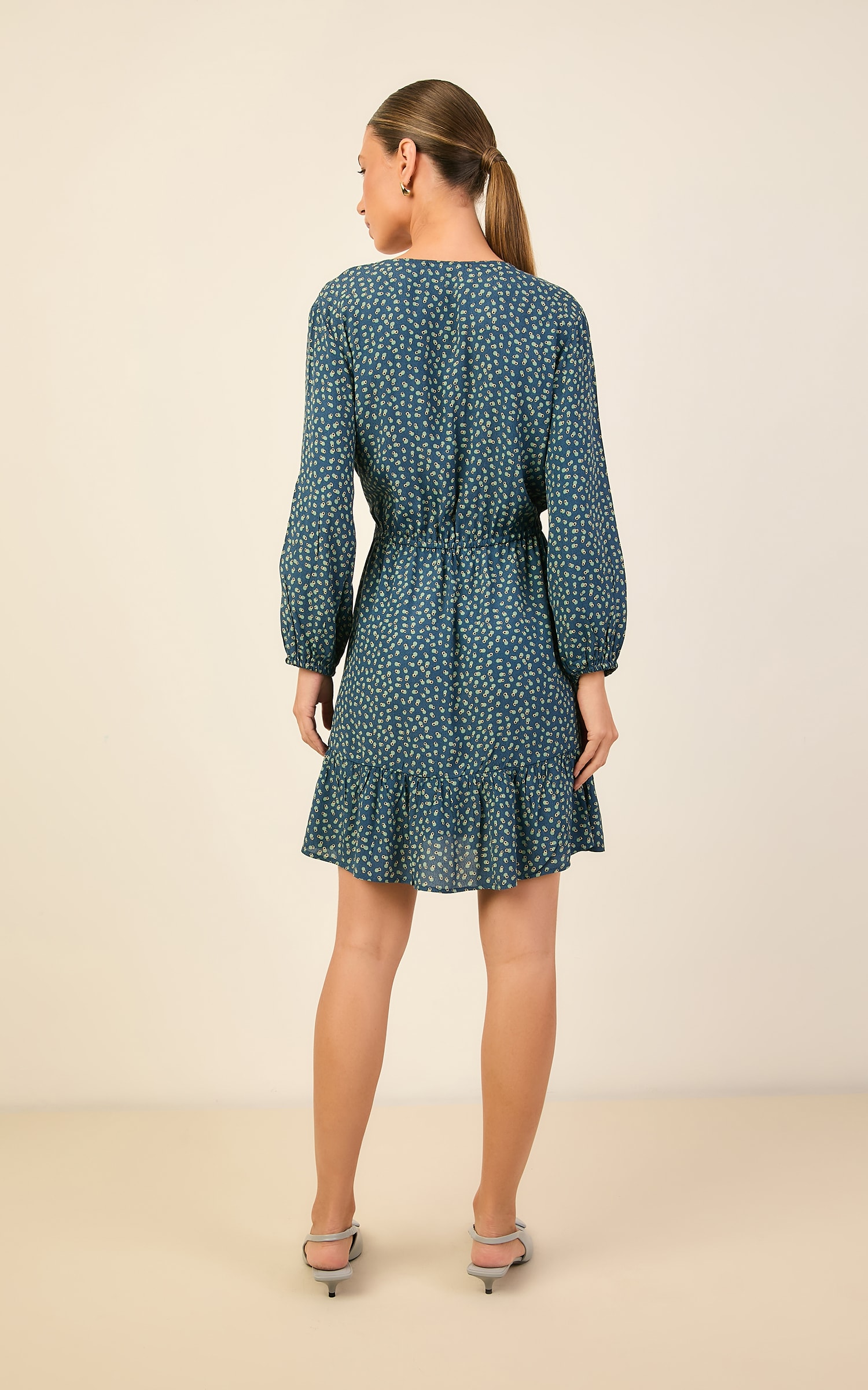 Vestido Curto Gravura Azul Denim