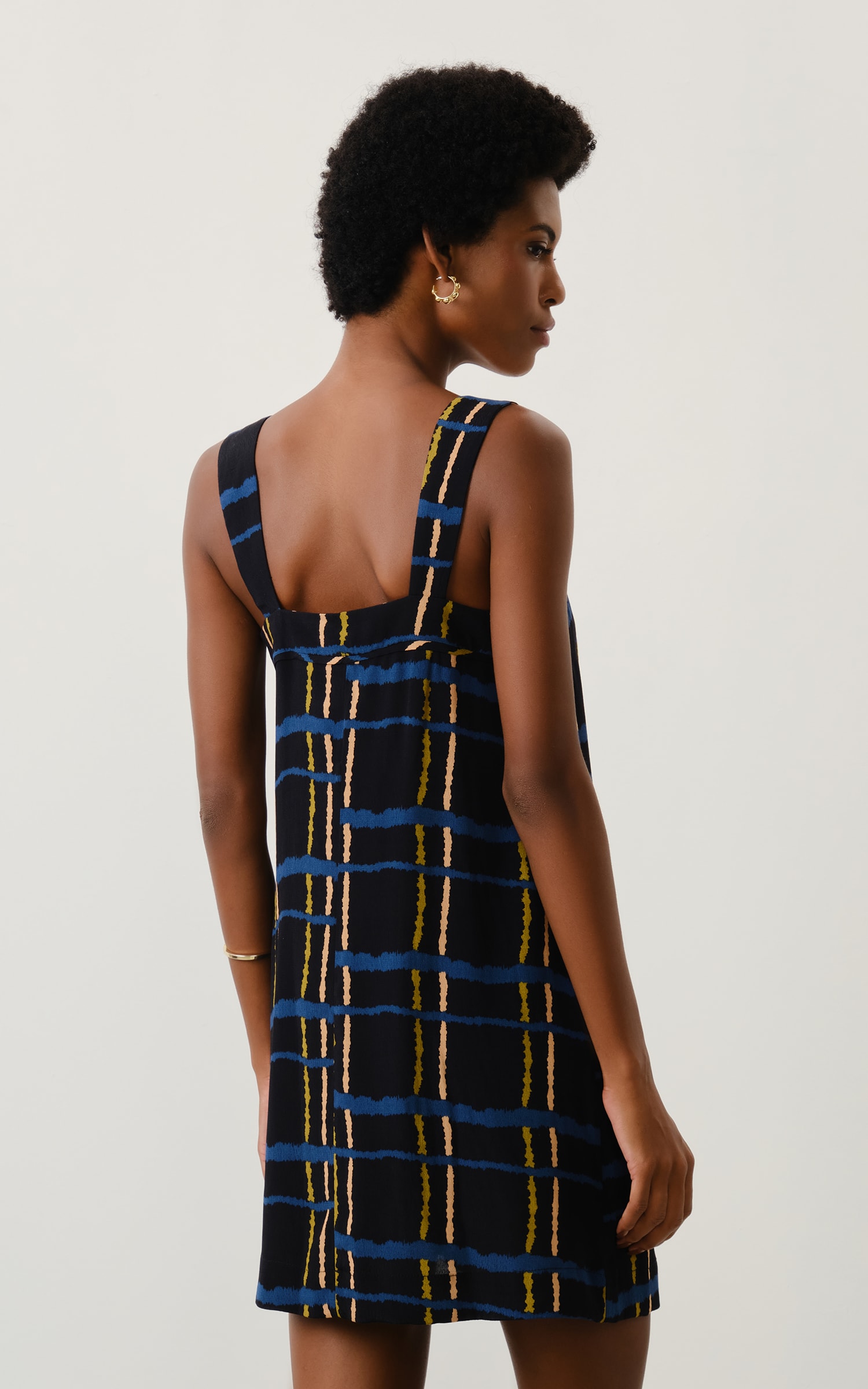 Vestido Curto Grid Preto