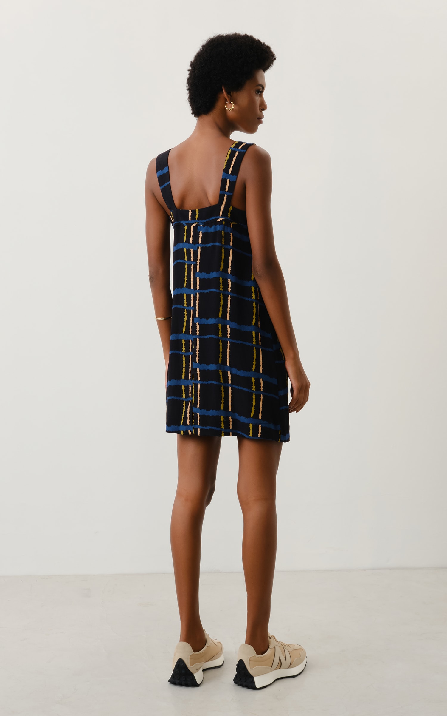 Vestido Curto Grid Preto