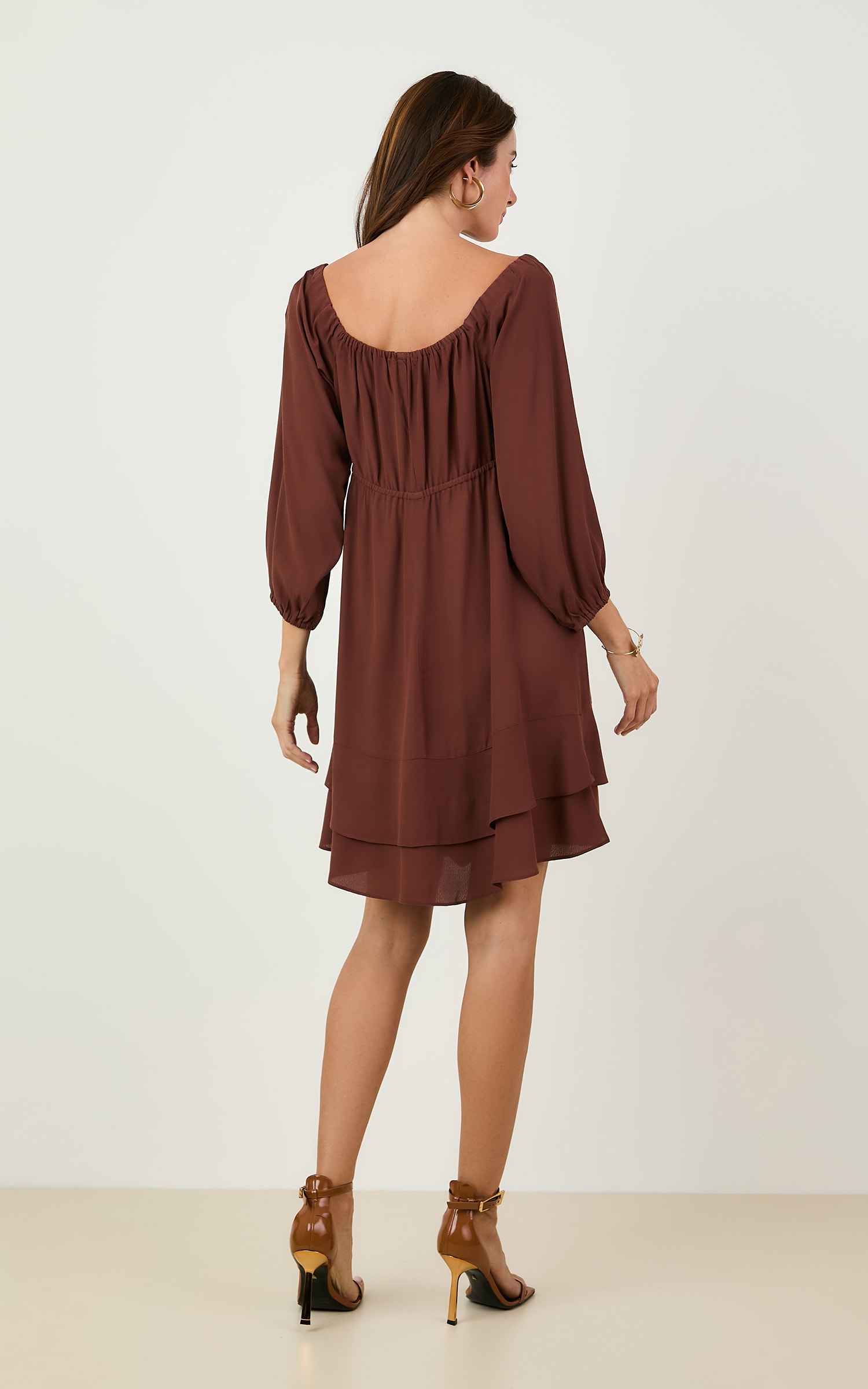 Vestido Curto Hibisco Chocolate