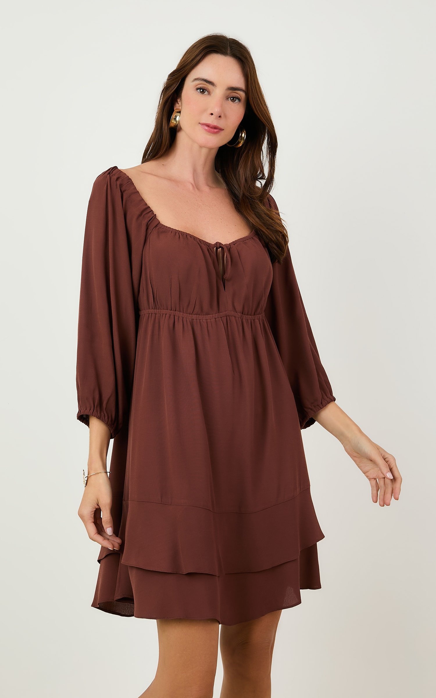 Vestido Curto Hibisco Chocolate