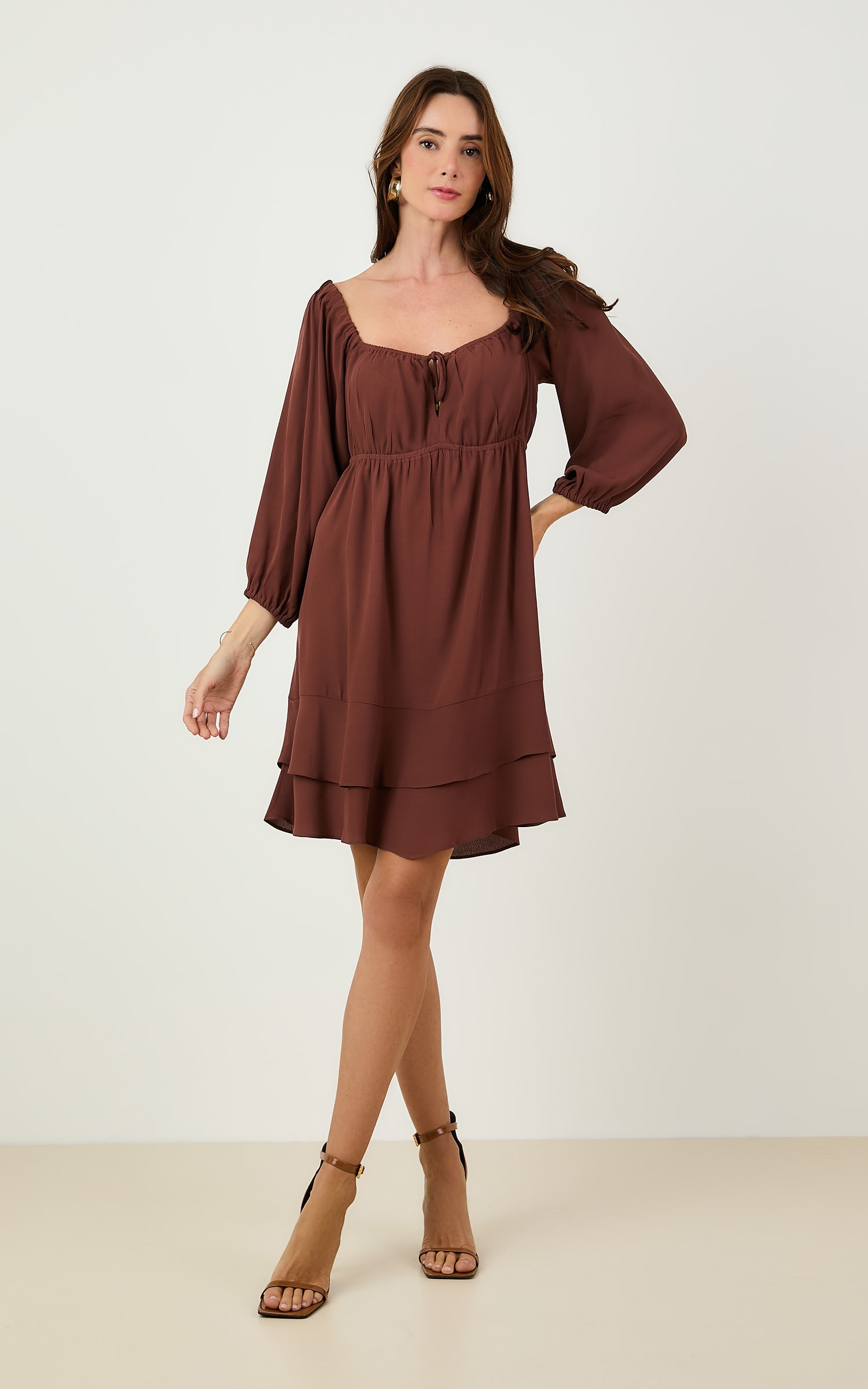 Vestido Curto Hibisco Chocolate