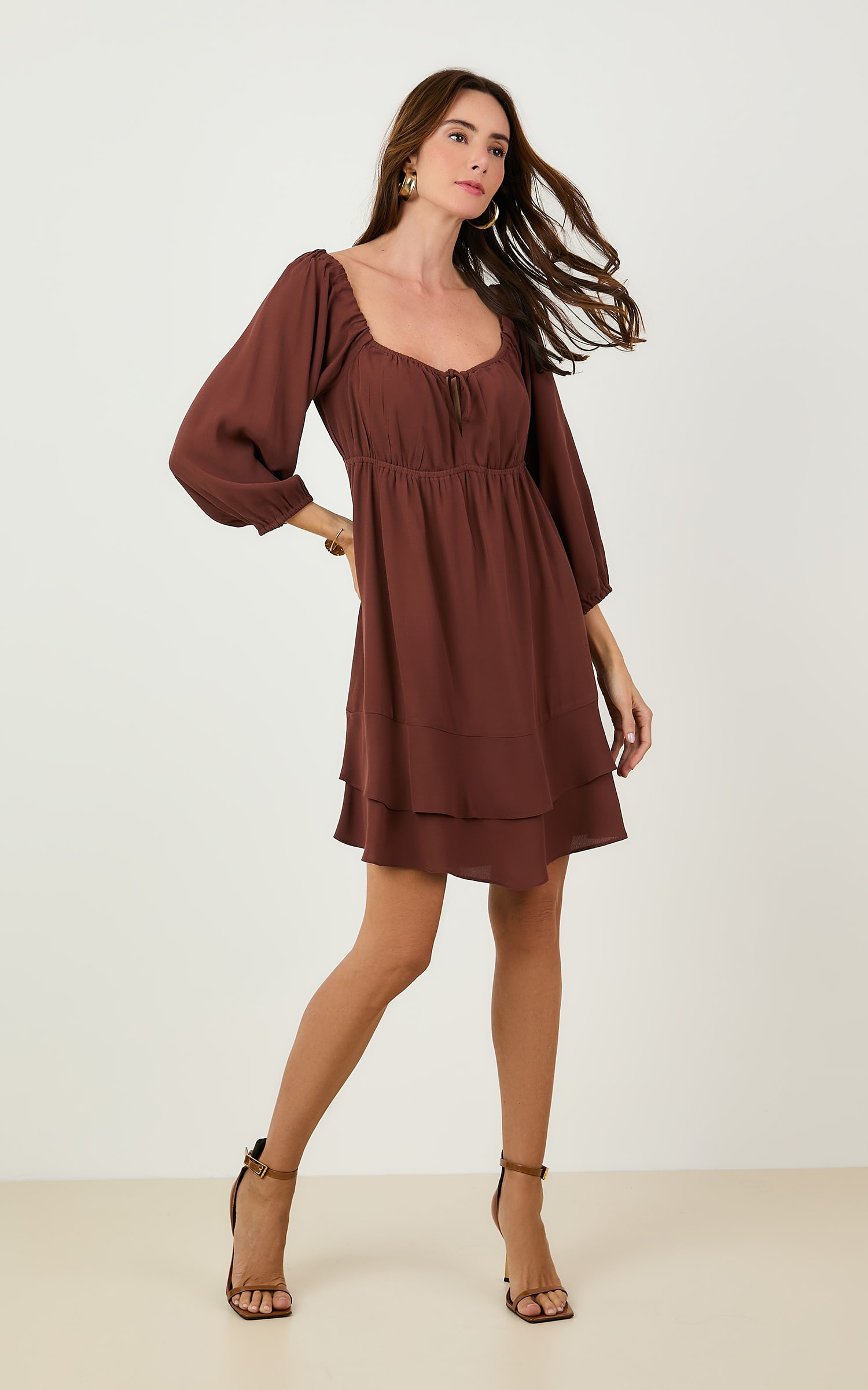 Vestido Curto Hibisco Chocolate