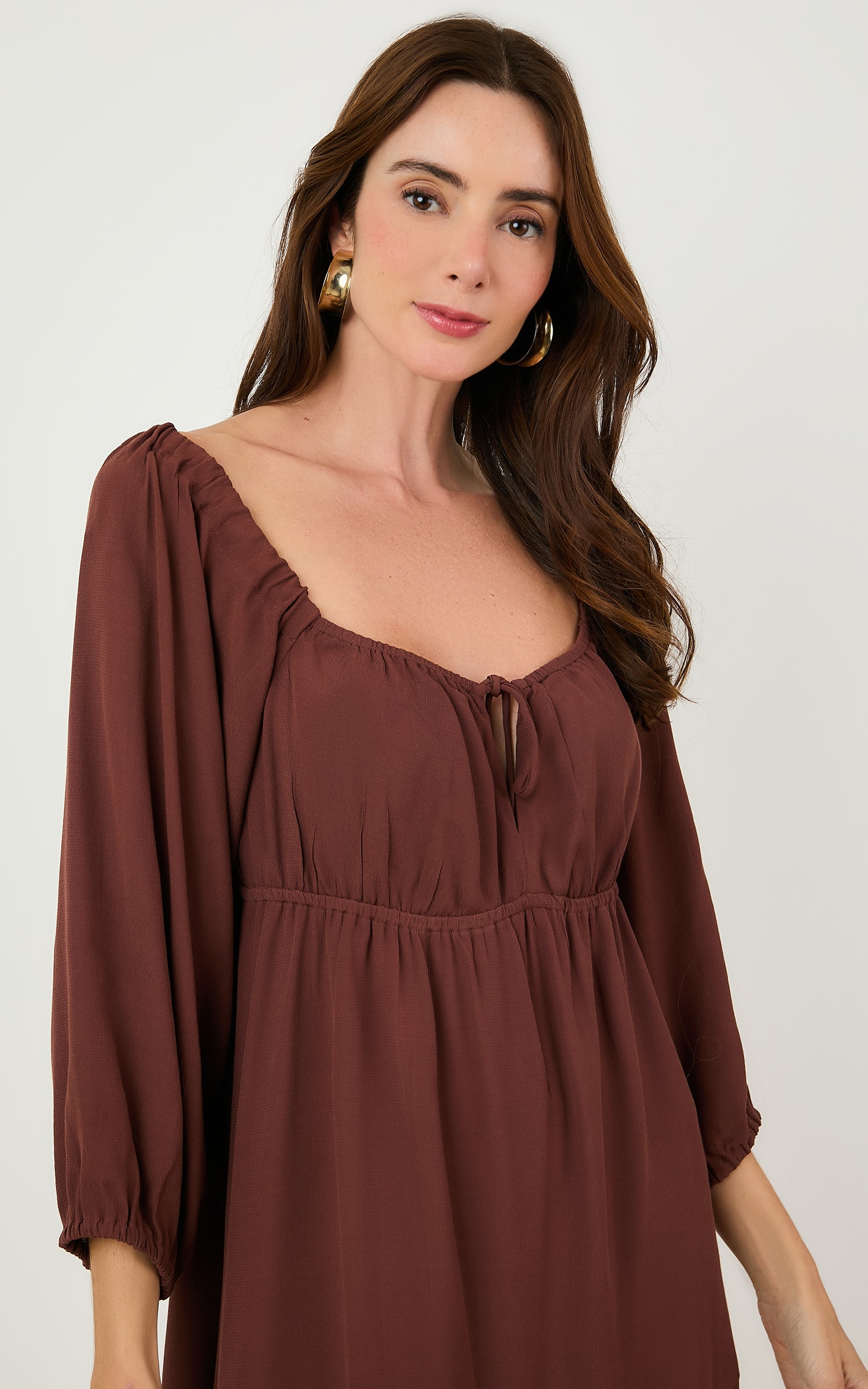 Vestido Curto Hibisco Chocolate