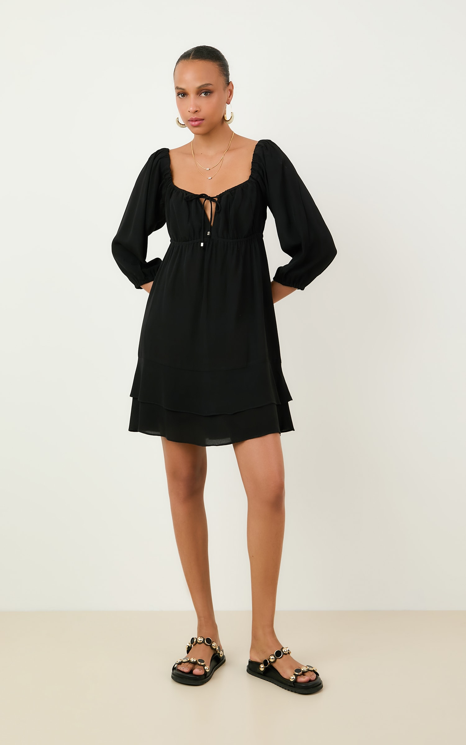 Vestido Curto Hibisco Preto