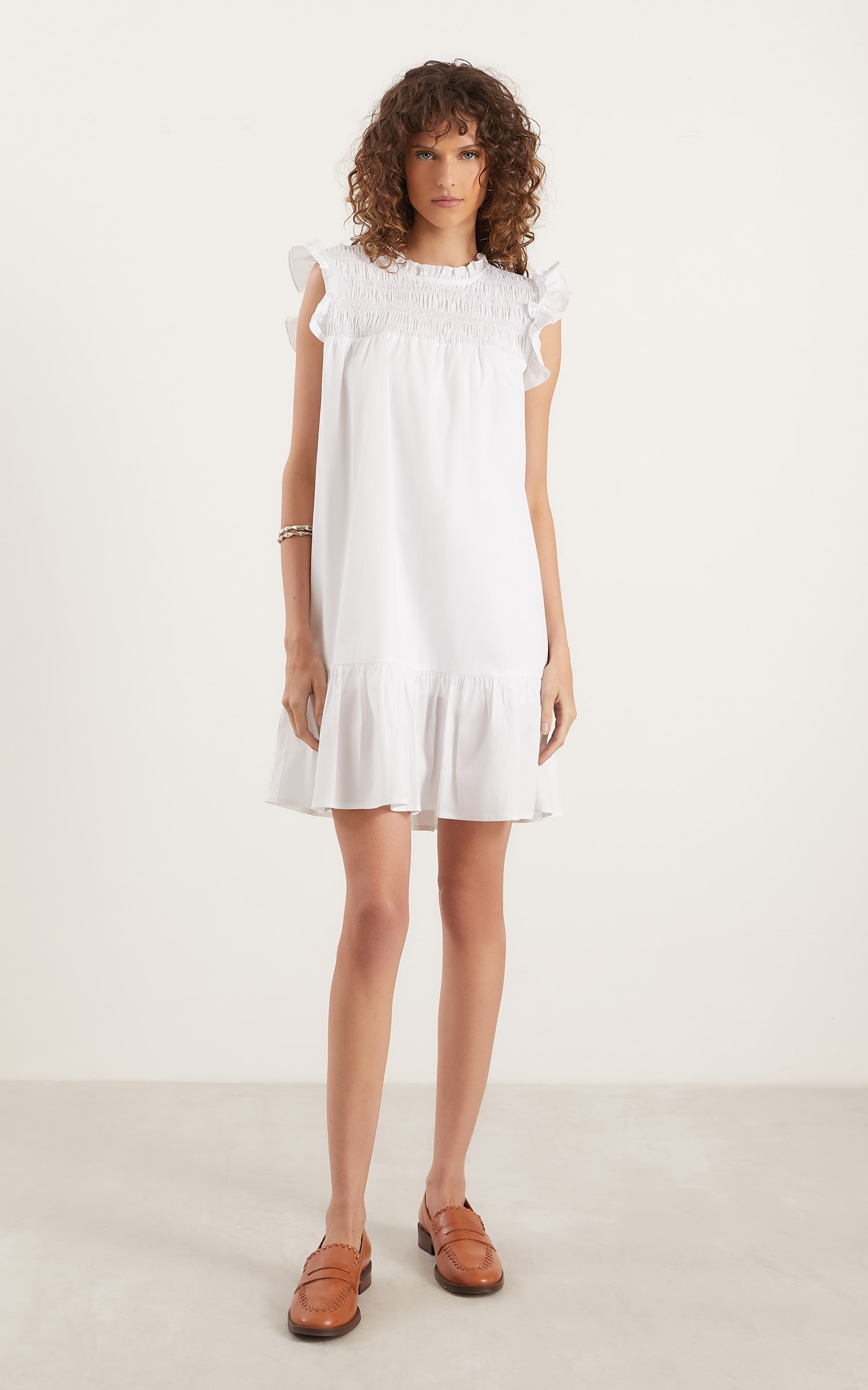 Vestido Curto Lastex Cosmos Off White