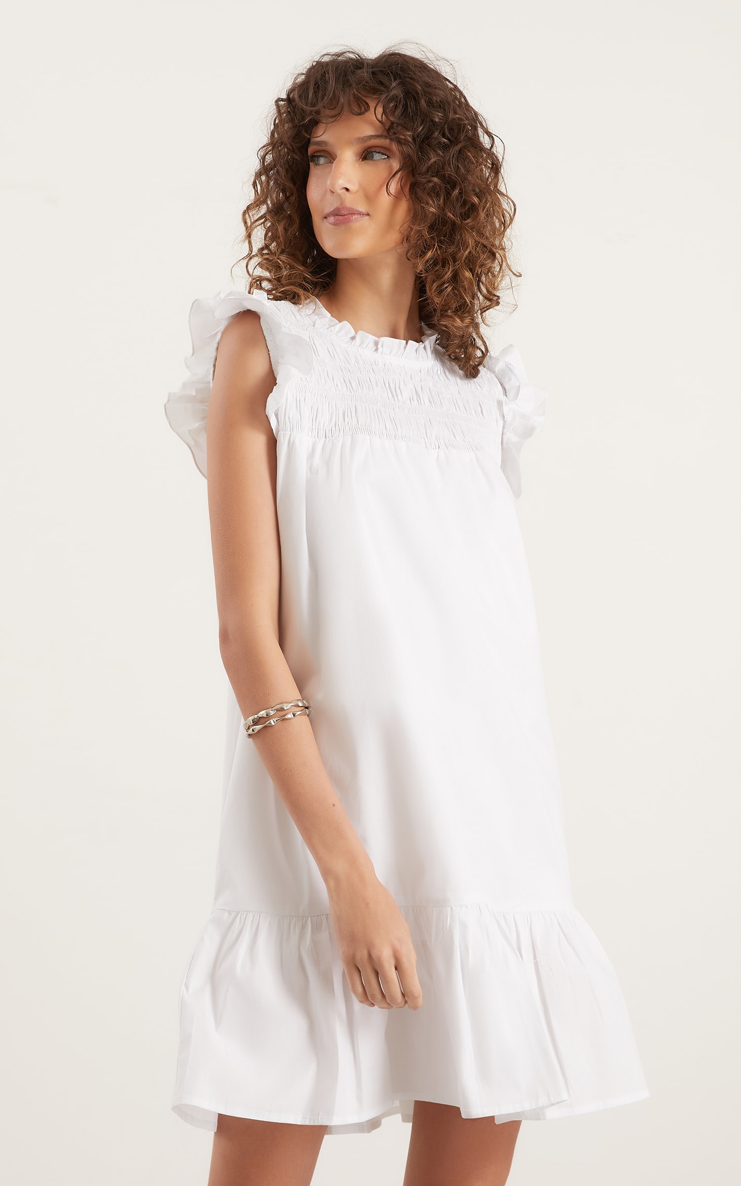 Vestido Curto Lastex Cosmos Off White