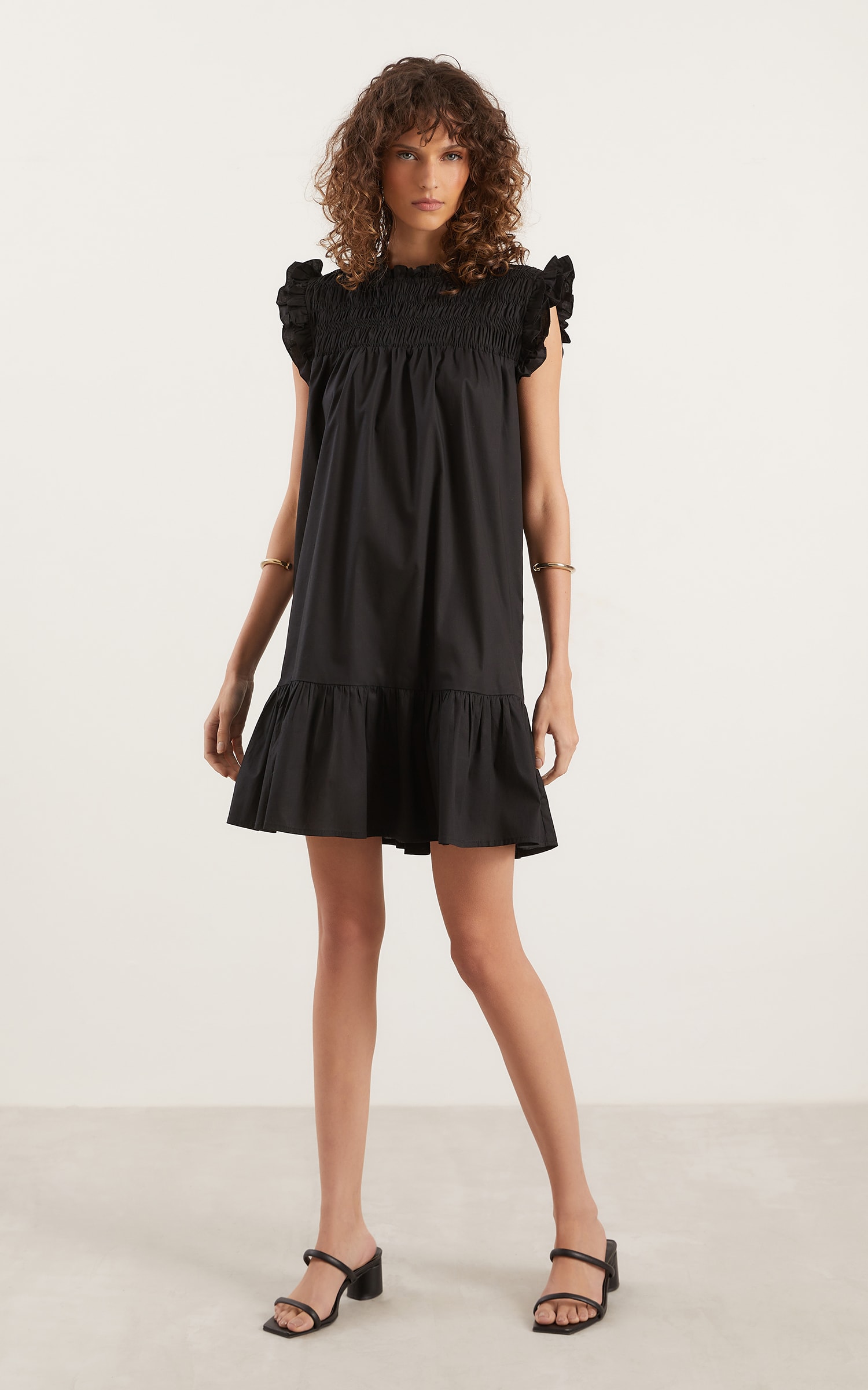Vestido Curto Lastex Cosmos Preto