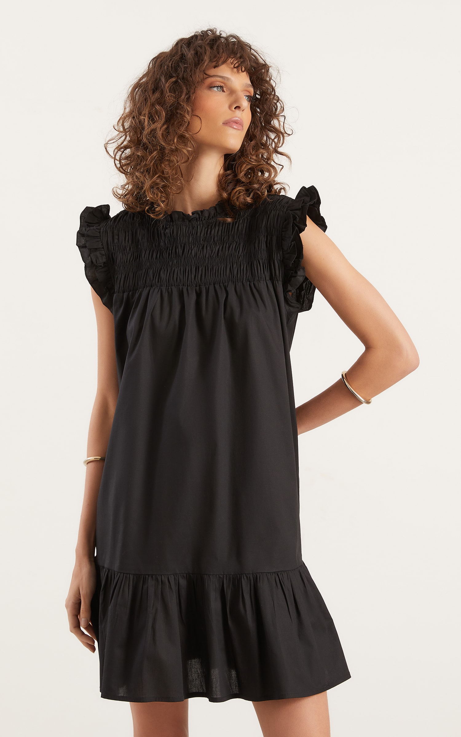 Vestido Curto Lastex Cosmos Preto