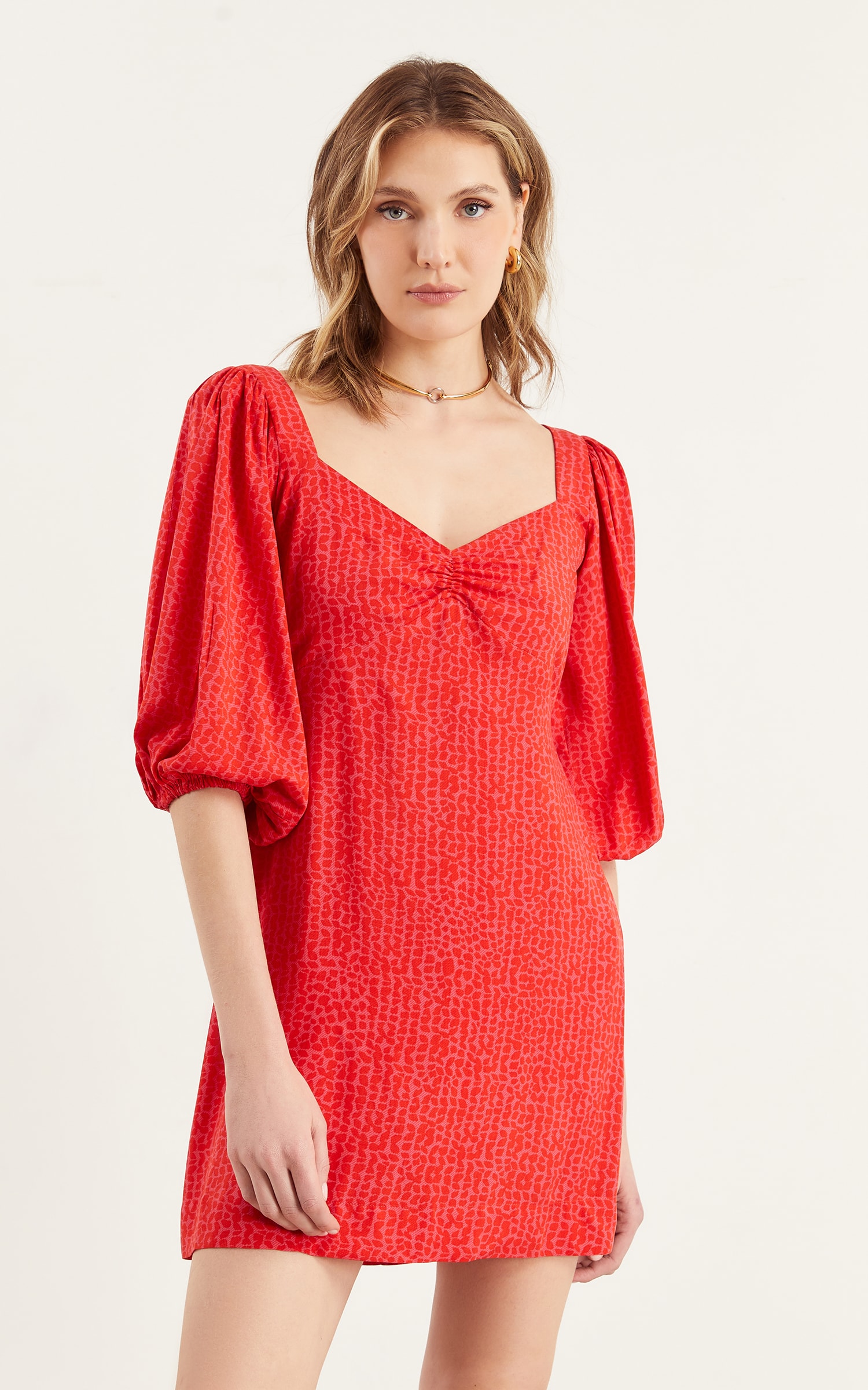 Vestido Curto Lovely Vermelho/Rosa