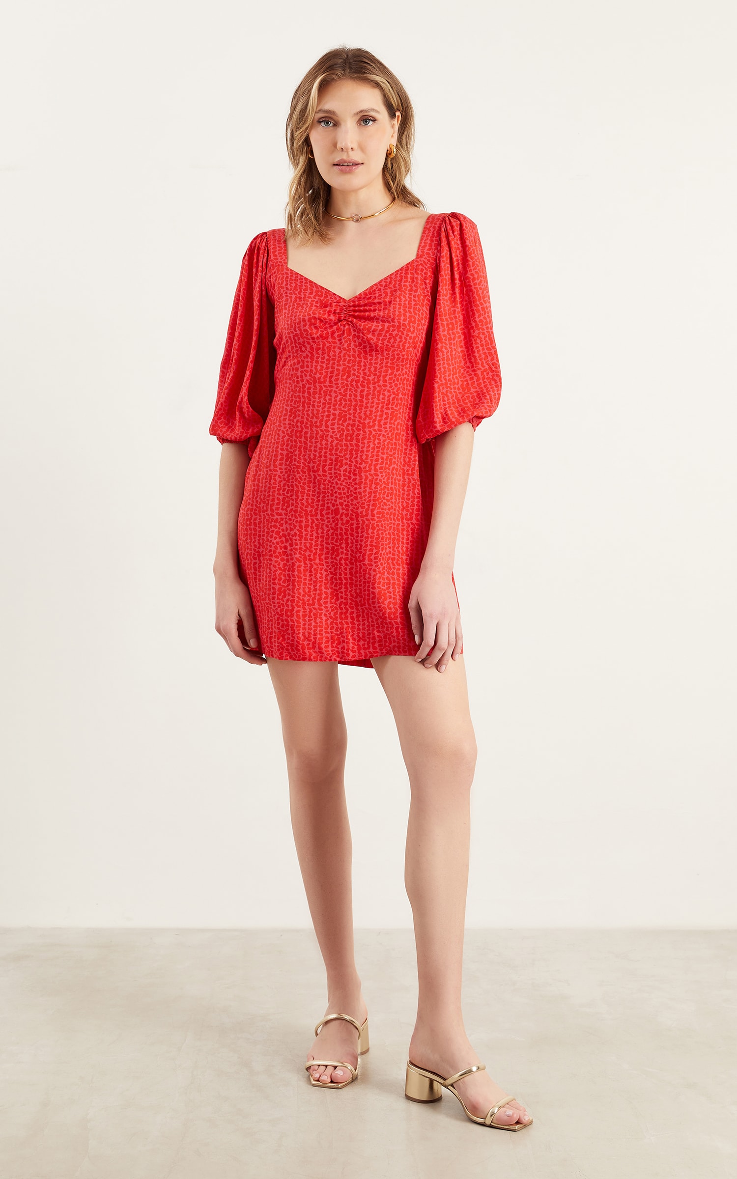 Vestido Curto Lovely Vermelho/Rosa
