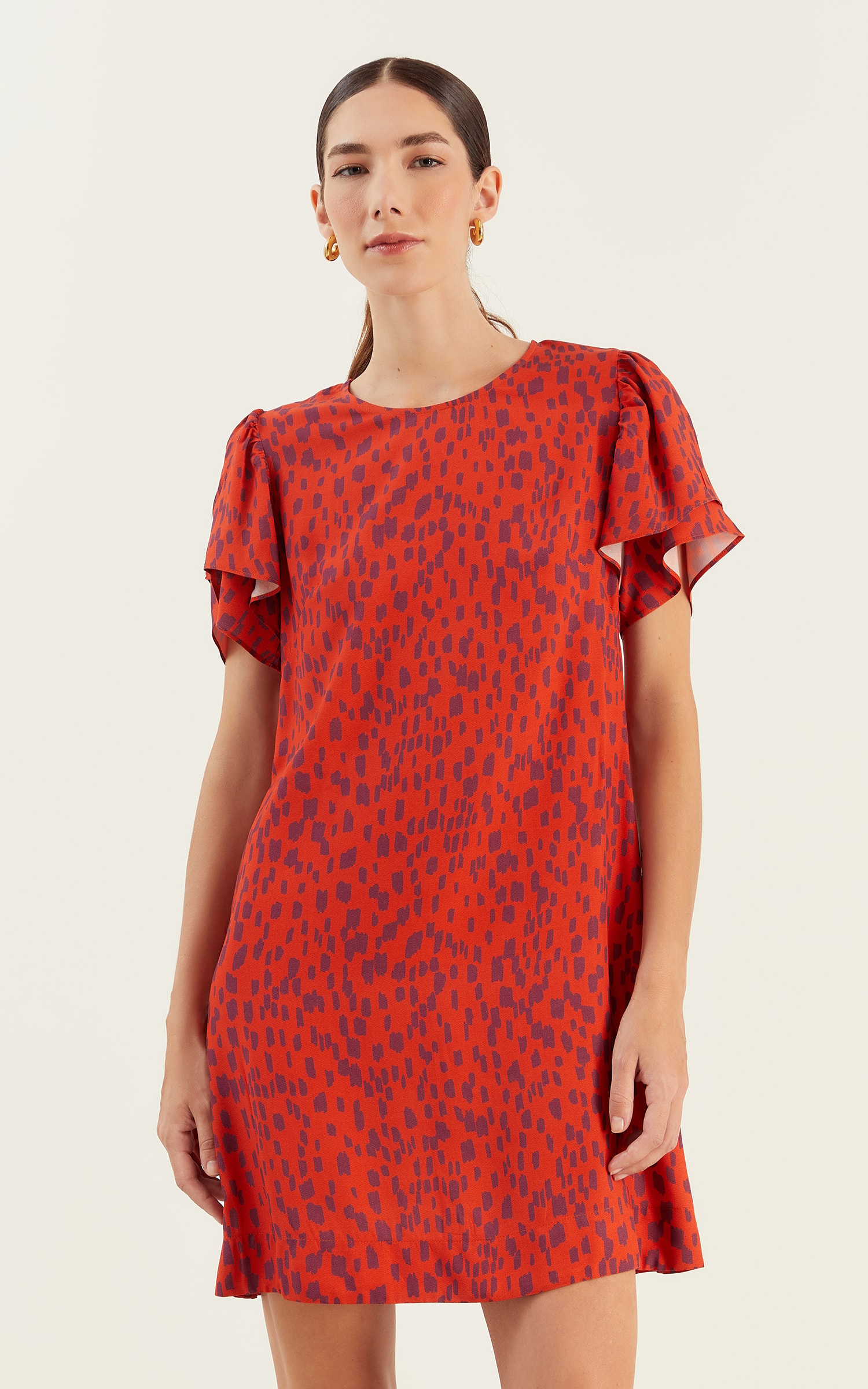 Vestido Curto Manga Curta Coast Laranja