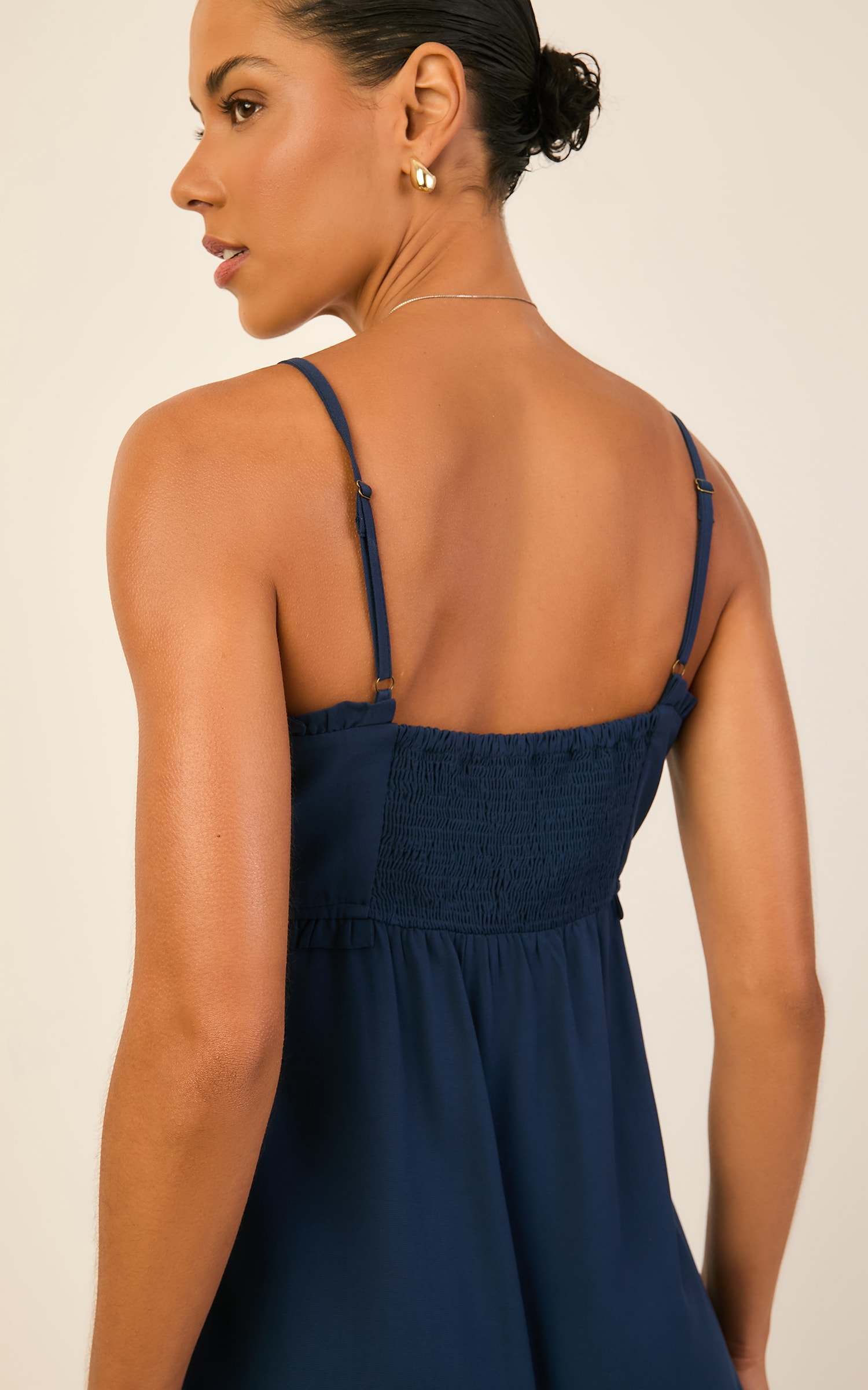 Vestido Curto Mini Babado Color Marinho