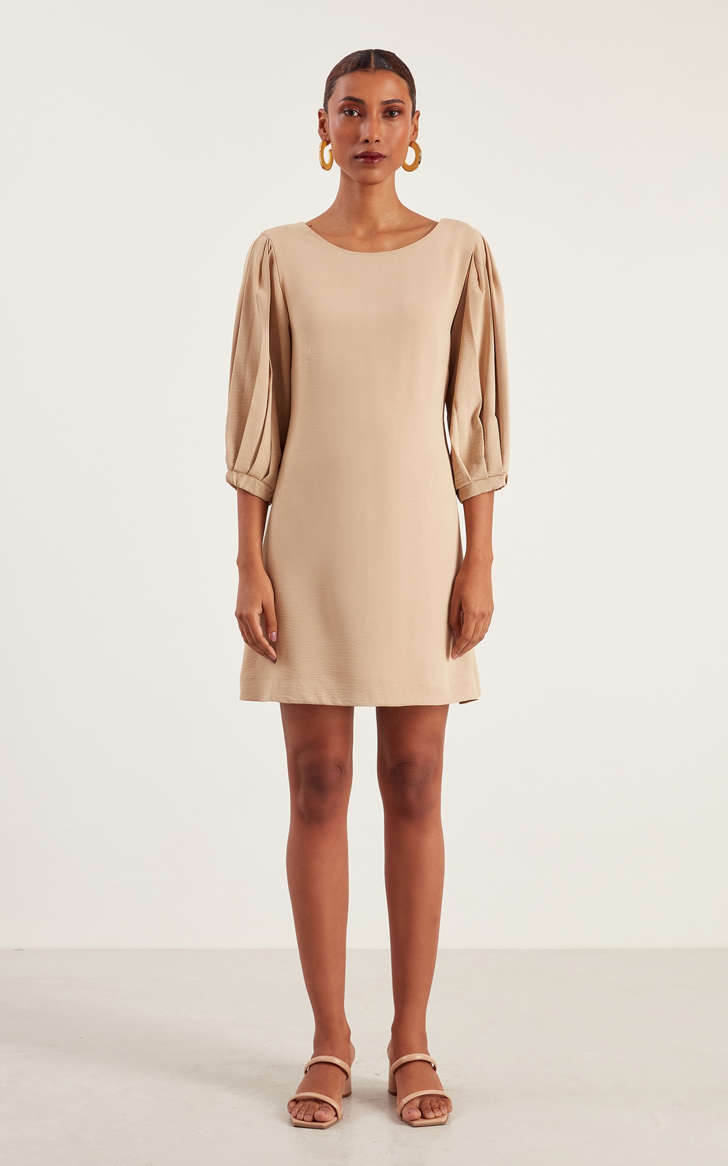 Vestido Curto Minimal Caqui