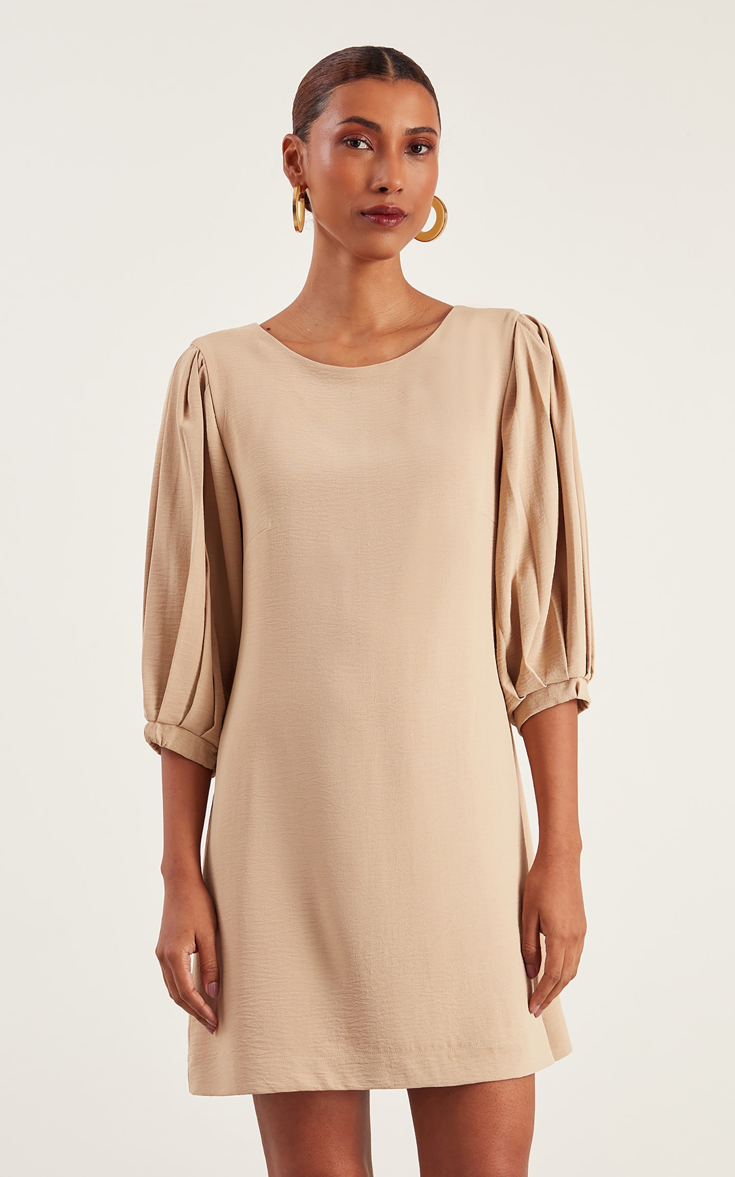 Vestido Curto Minimal Caqui