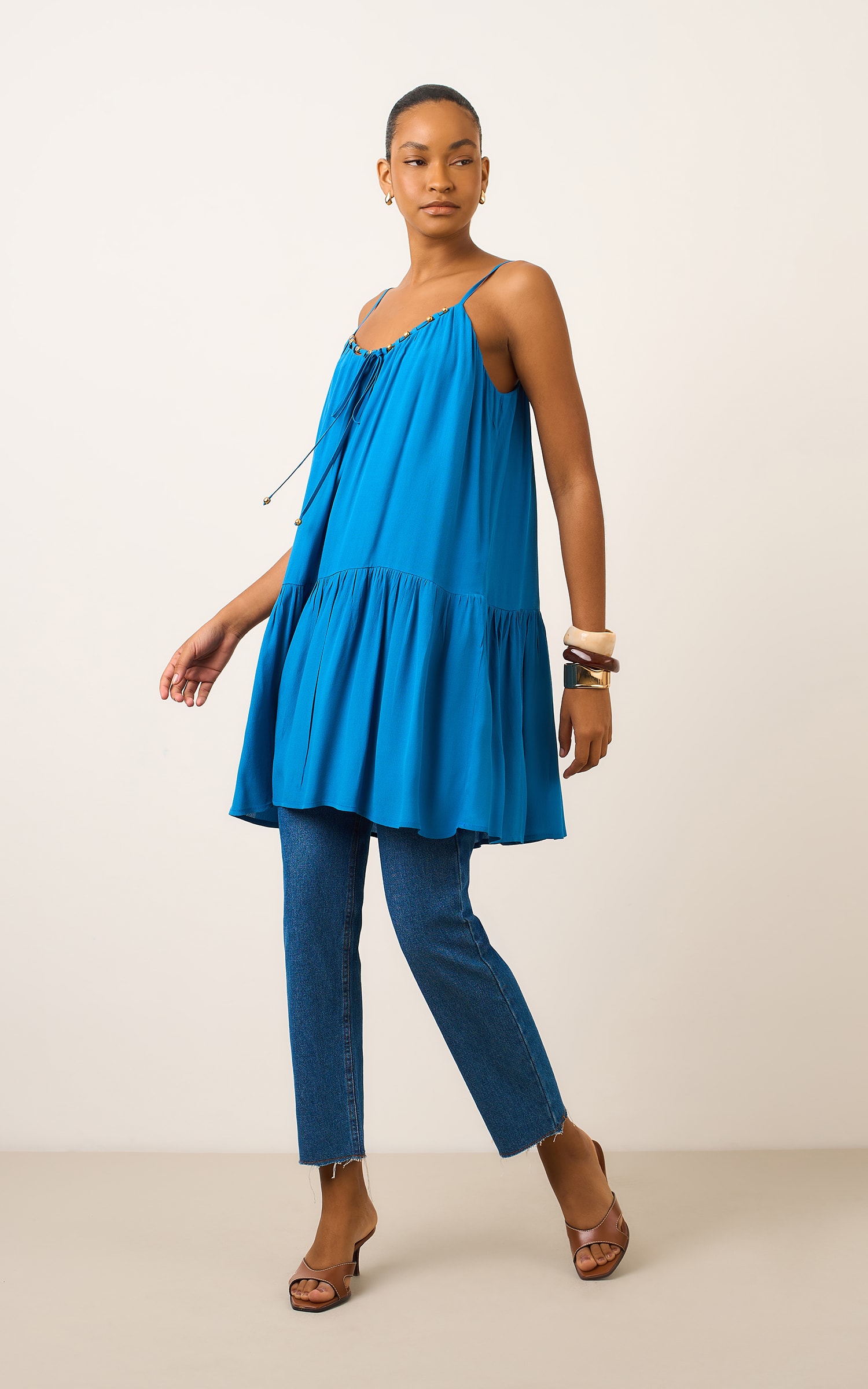 Vestido Curto Naif Azul Piscine