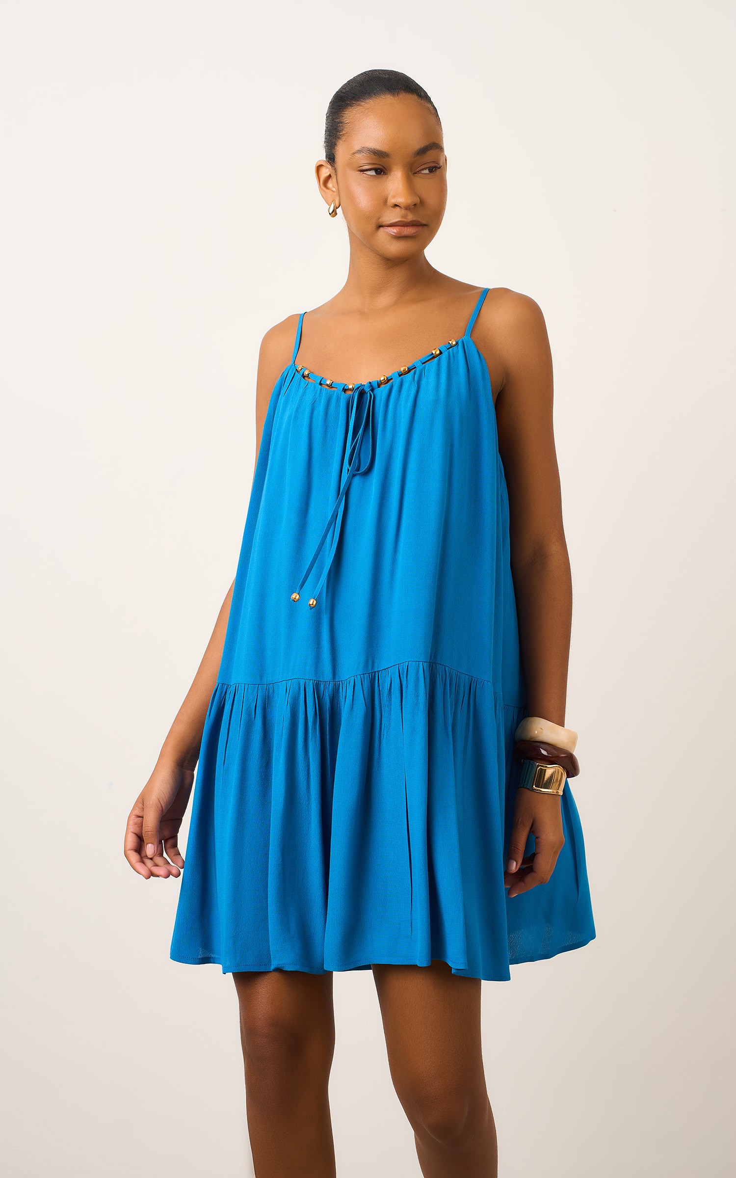 Vestido Curto Naif Azul Piscine