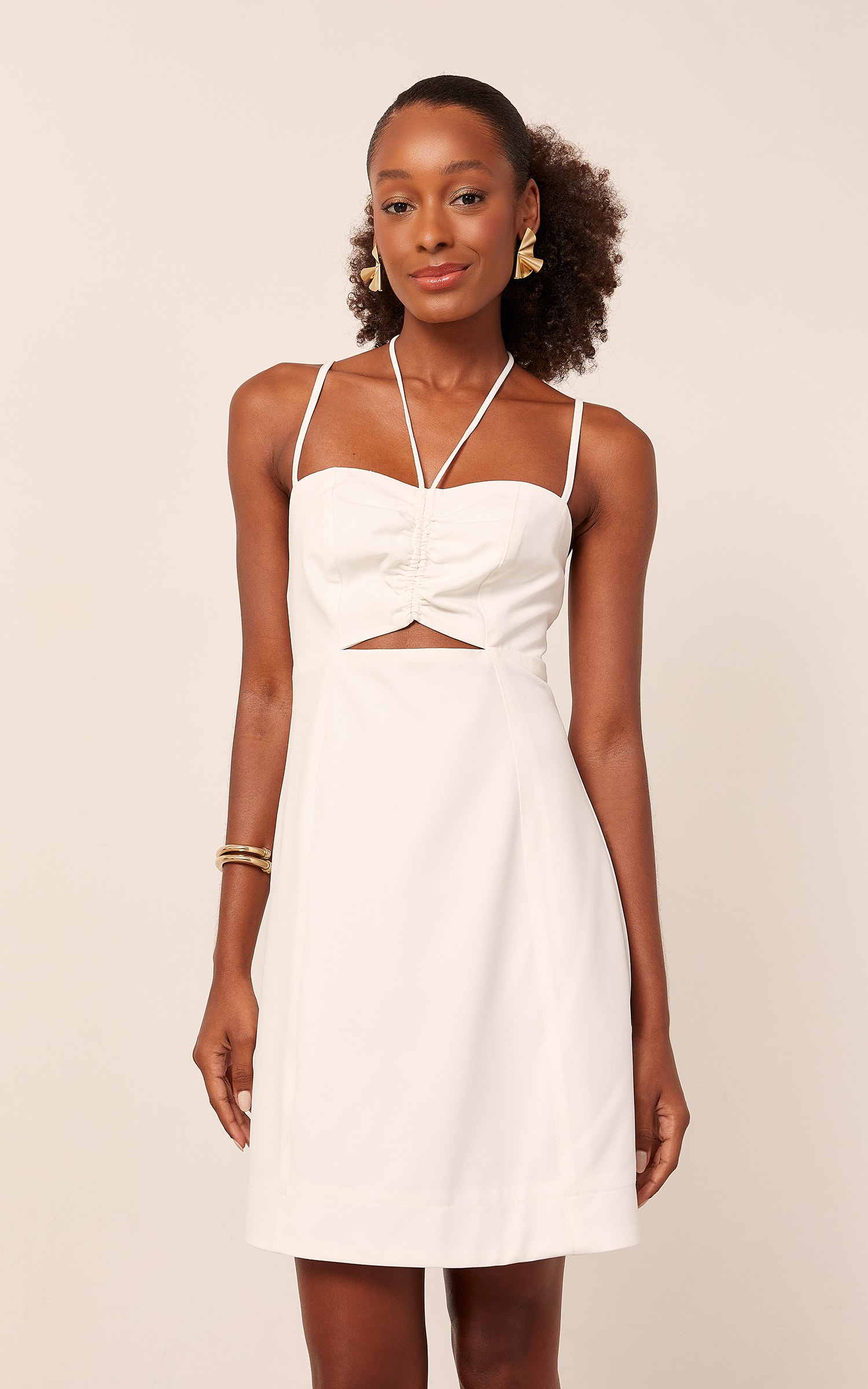 Vestido Curto Sweet Recorte Off White