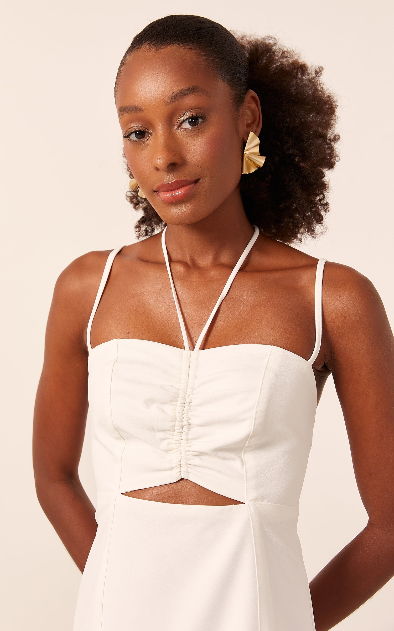 Vestido Curto Sweet Recorte Off White