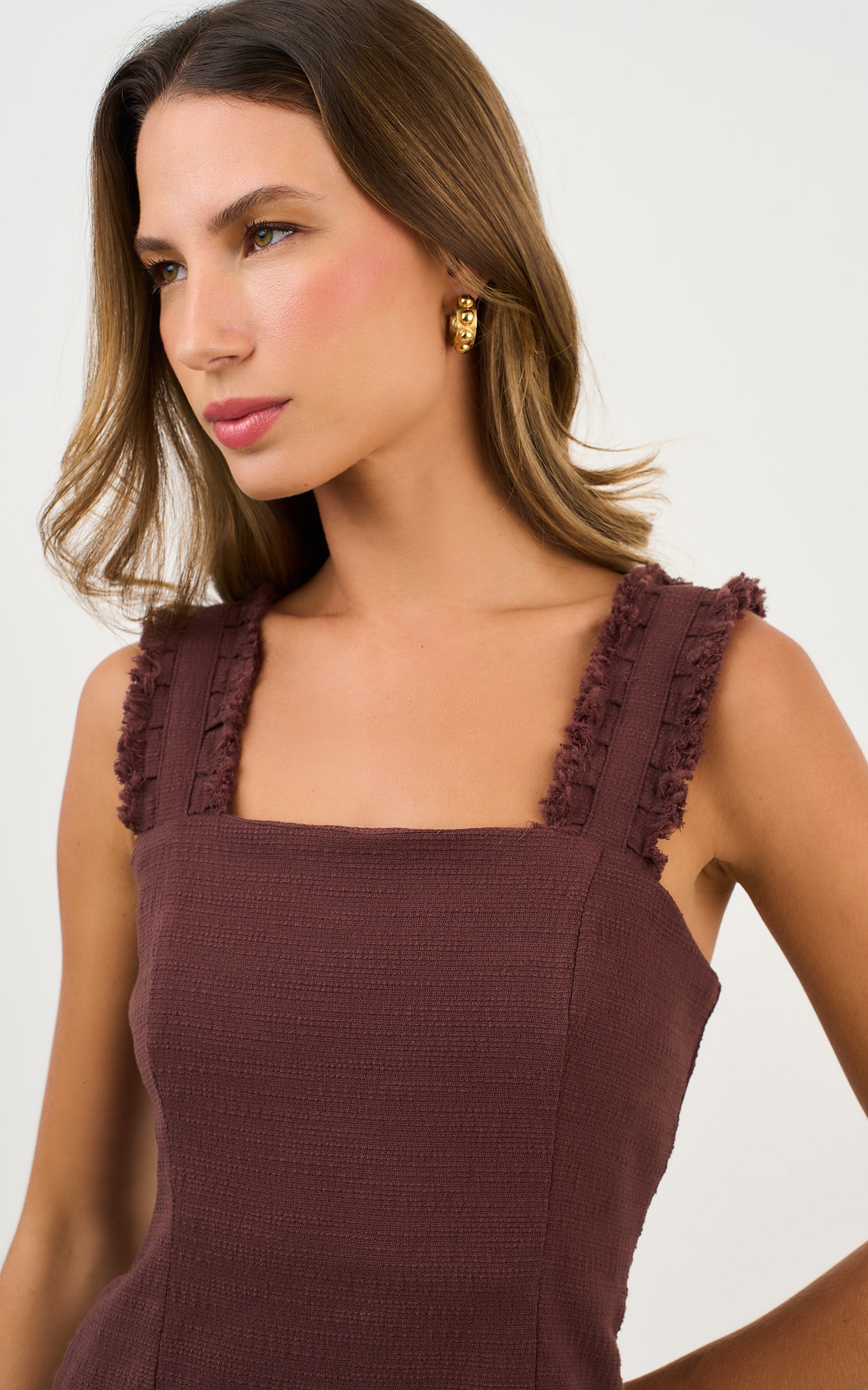 Vestido Curto Tweed Aspen Chocolate