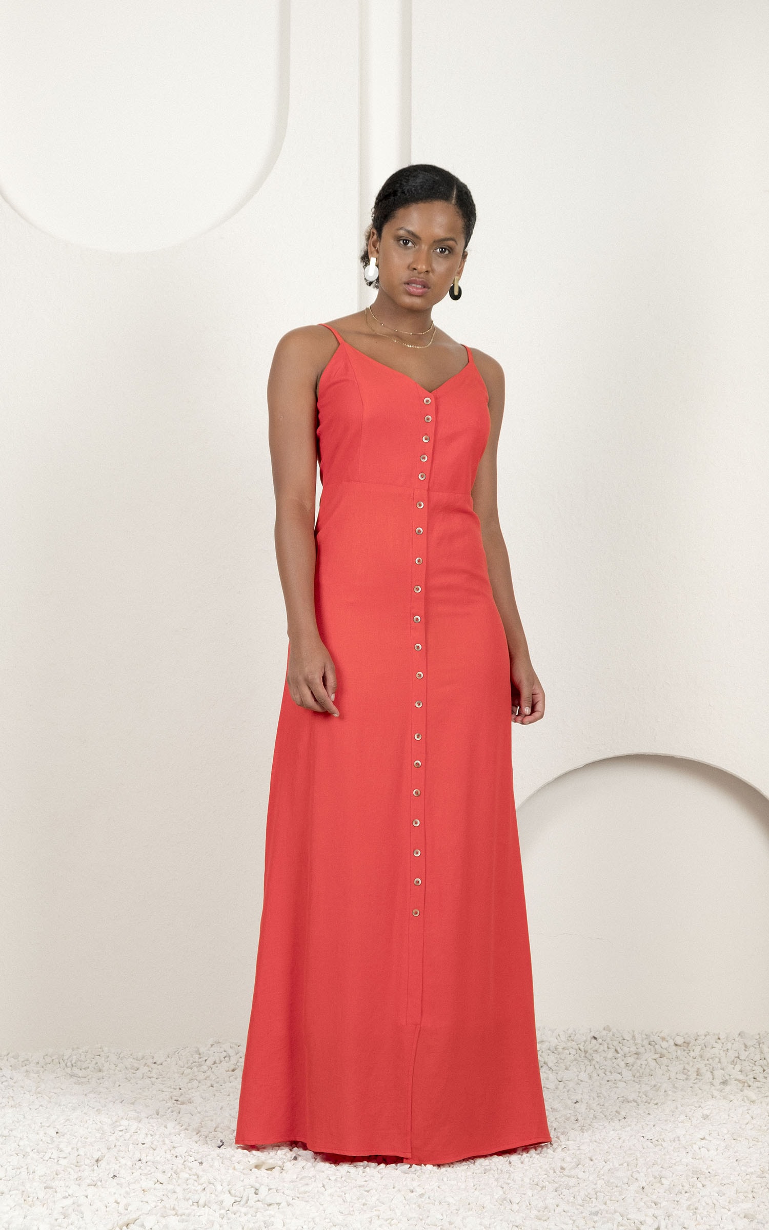 Vestido Longo Botões Grenadine