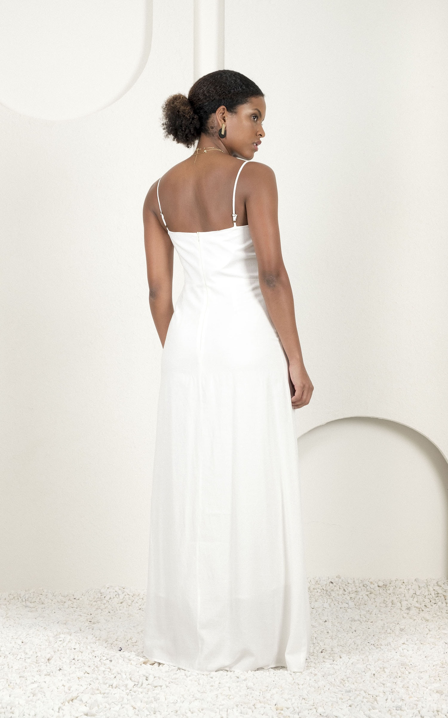 Vestido Longo Botões Off White