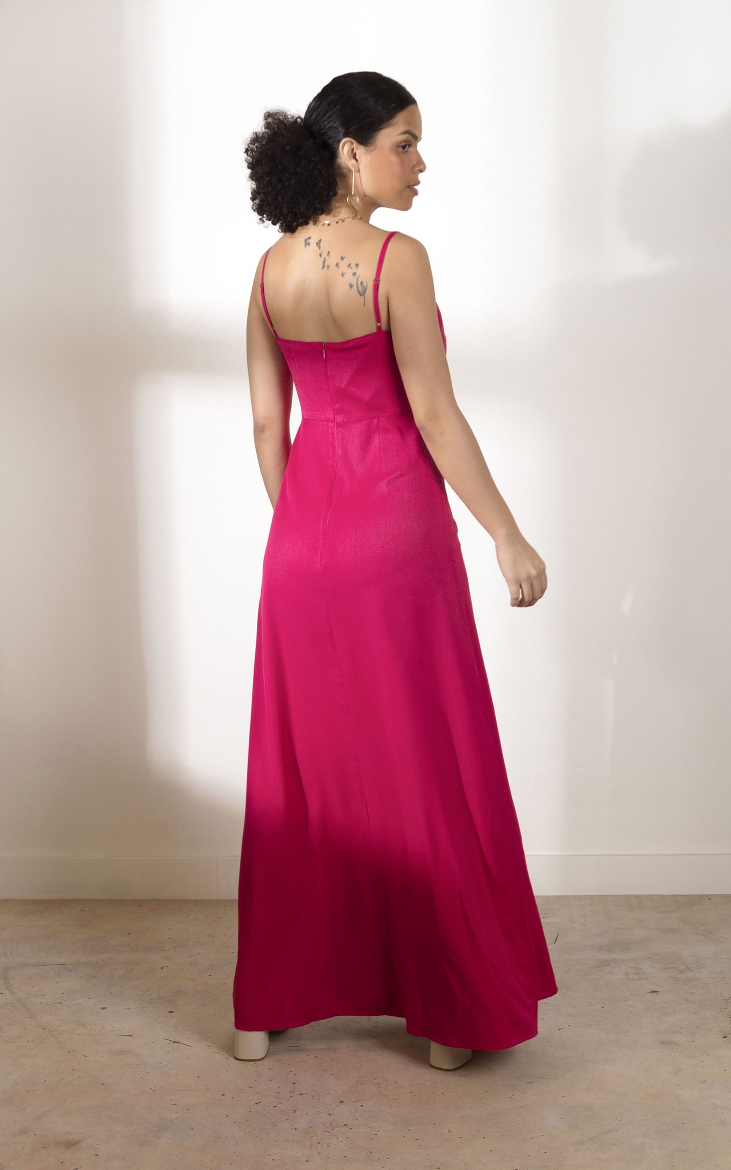 Vestido Longo Botões Vermelho