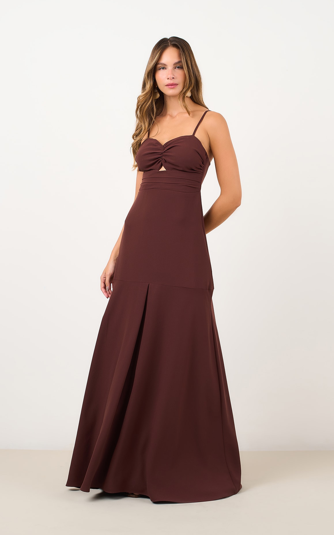 Vestido Longo Brulee Marrom