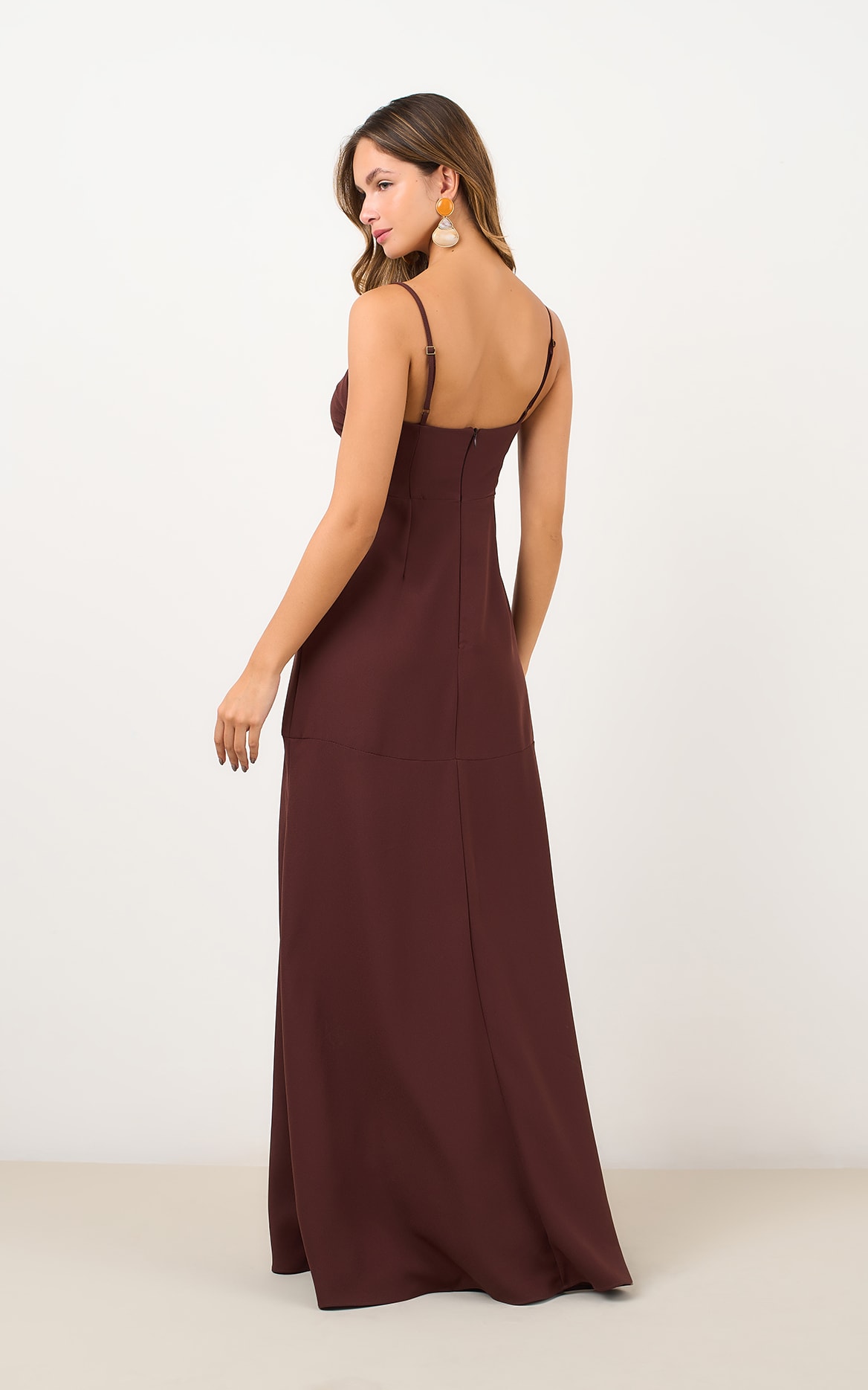 Vestido Longo Brulee Marrom