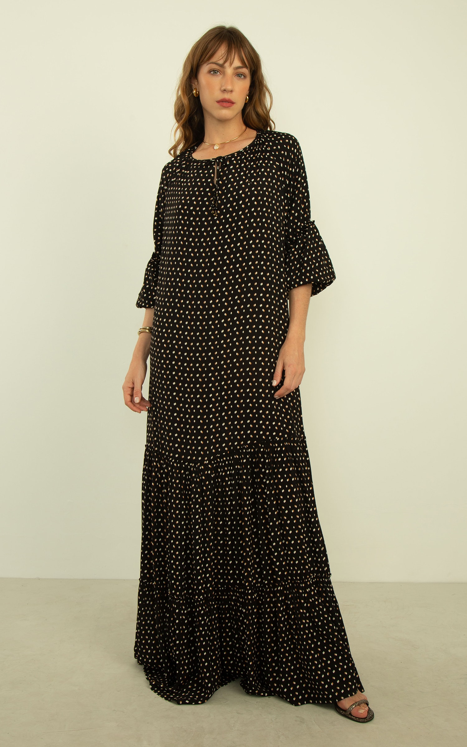 Vestido Longo Celeste Preto